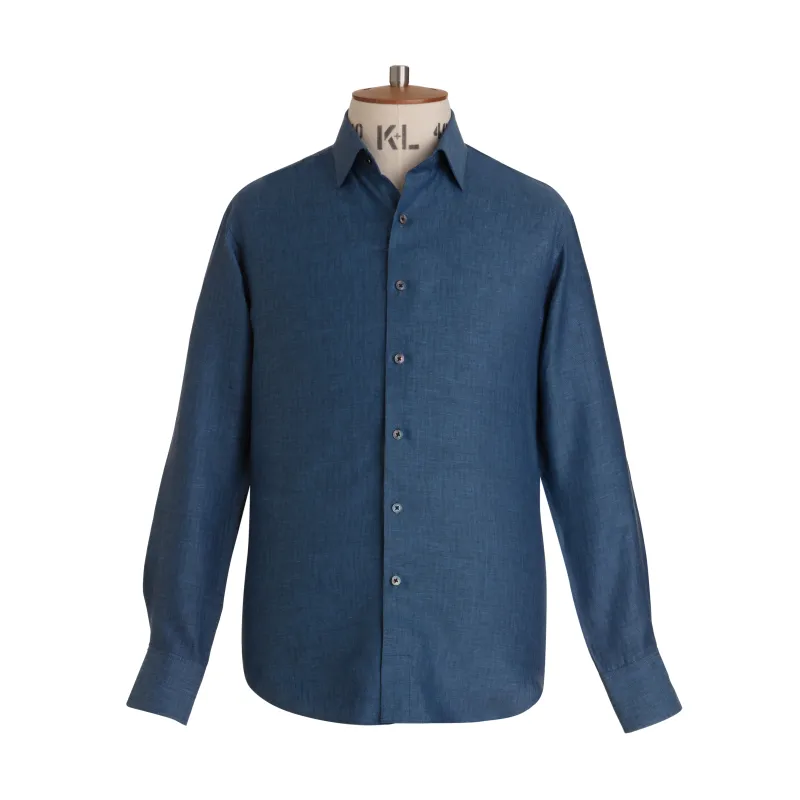 Denim Herringbone Linen Shirt - New made by Emma Willis