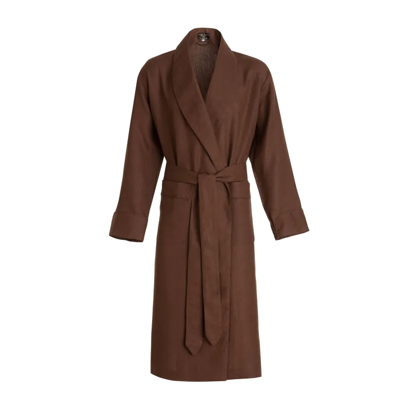 Chocolate Linen Dressing Gown - New made by Emma Willis