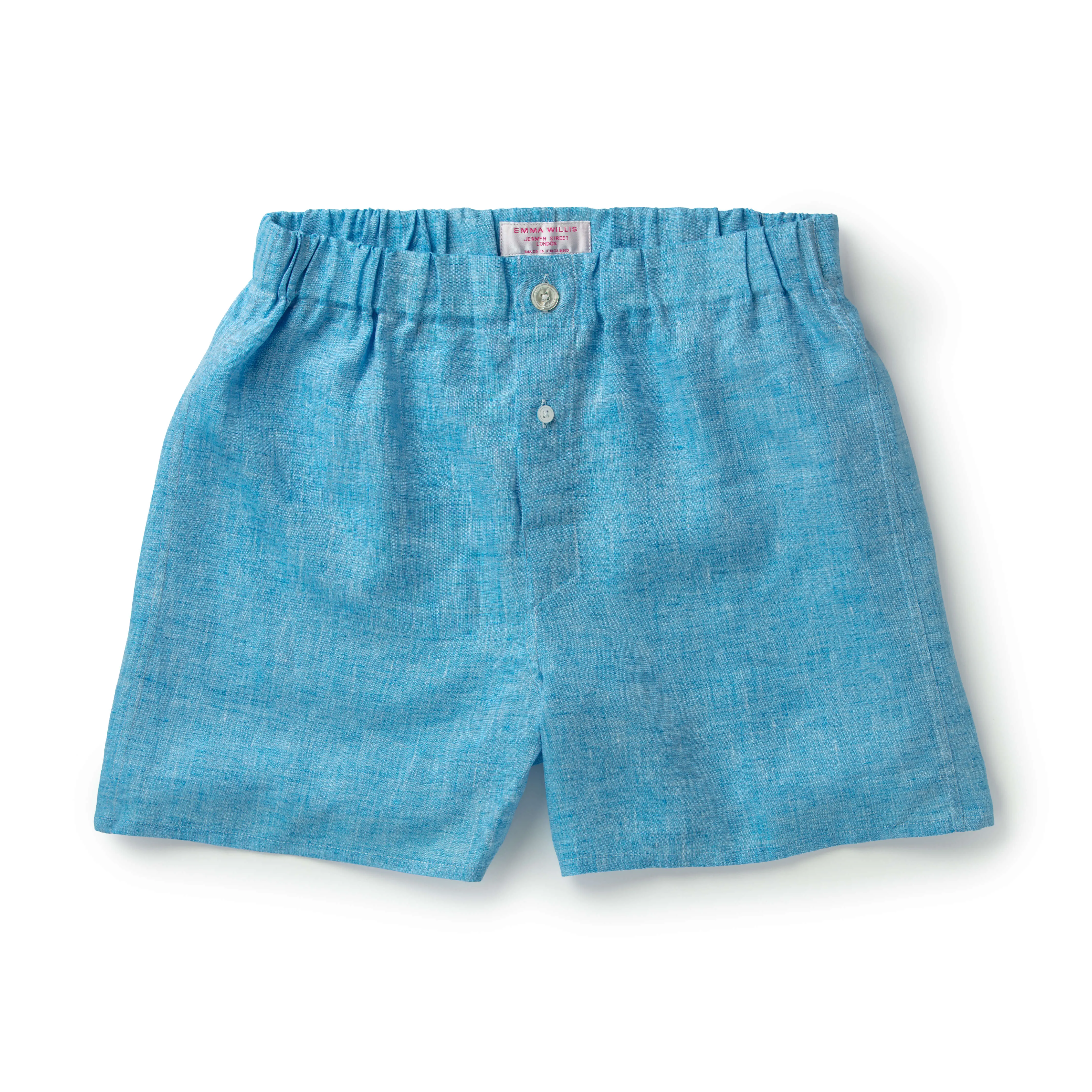 Pale Aqua Linen Slim Fit Boxer Shorts - New sold by Emma Willis