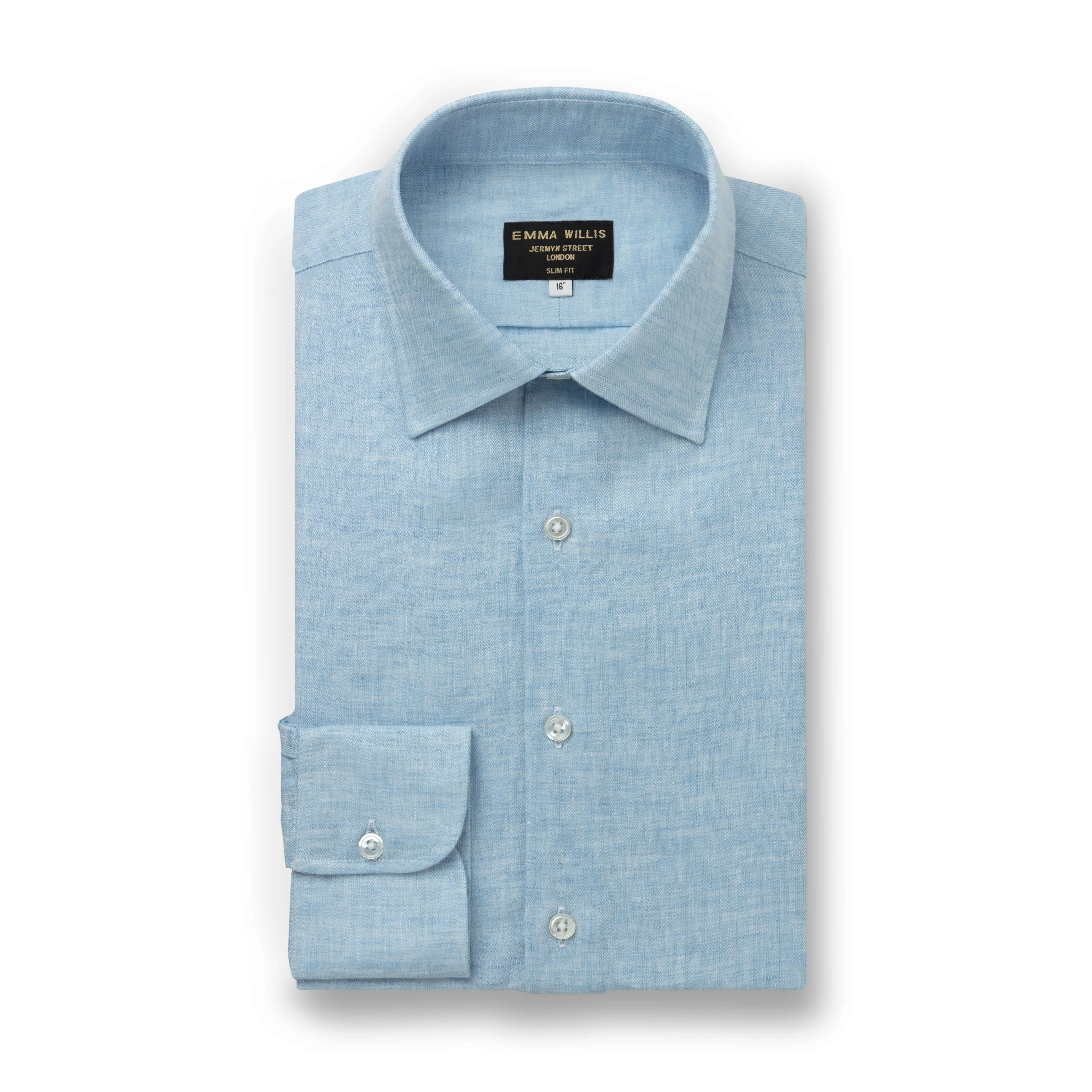 Sky Herringbone Linen Shirt - New sold by Emma Willis