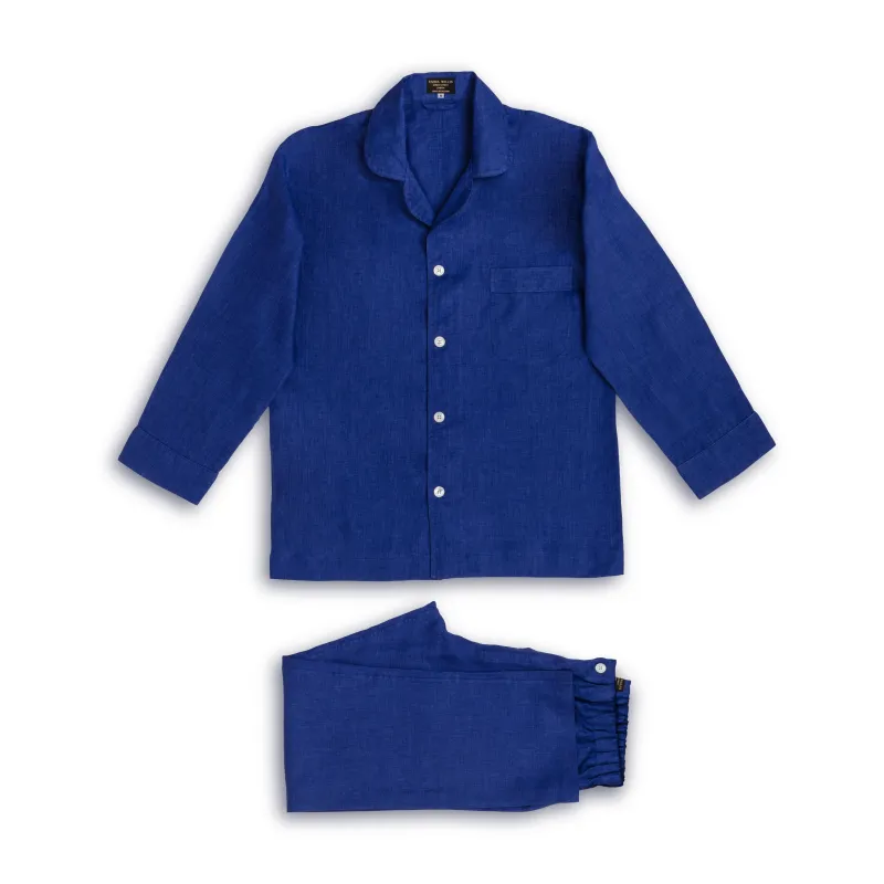 Cobalt Linen Pyjamas made by Emma Willis