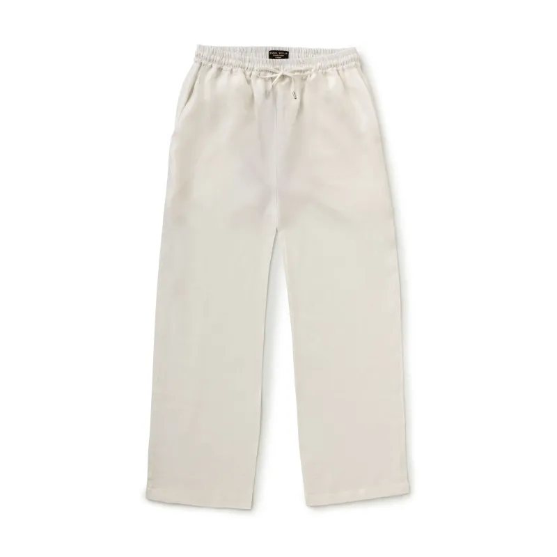 White Herringbone Linen Trousers - New made by Emma Willis