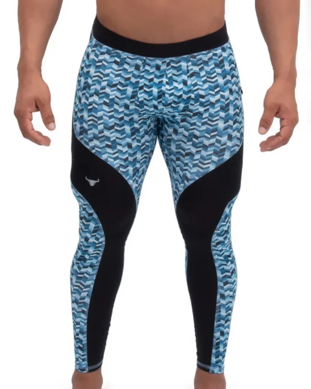 Blue Chevron Meggings sold by Matador