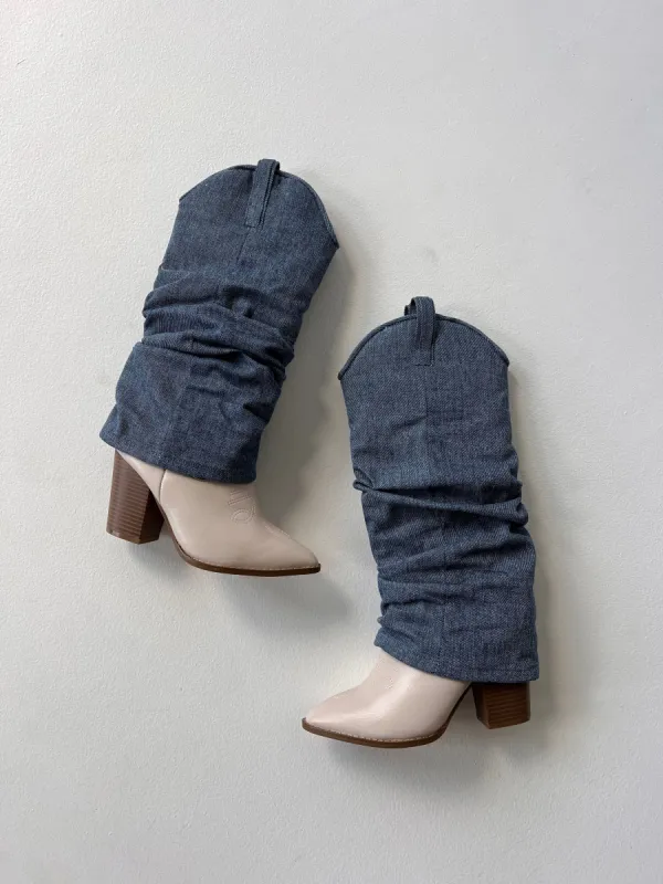 Blue Denim Fold Over Boots sold by Chic by Ally B