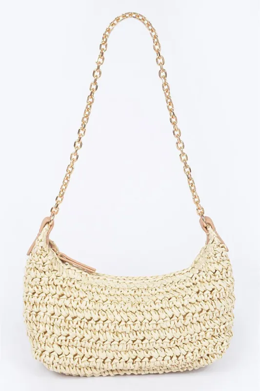 Coco Straw Shoulder Clutch Ivory sold by Chic by Ally B