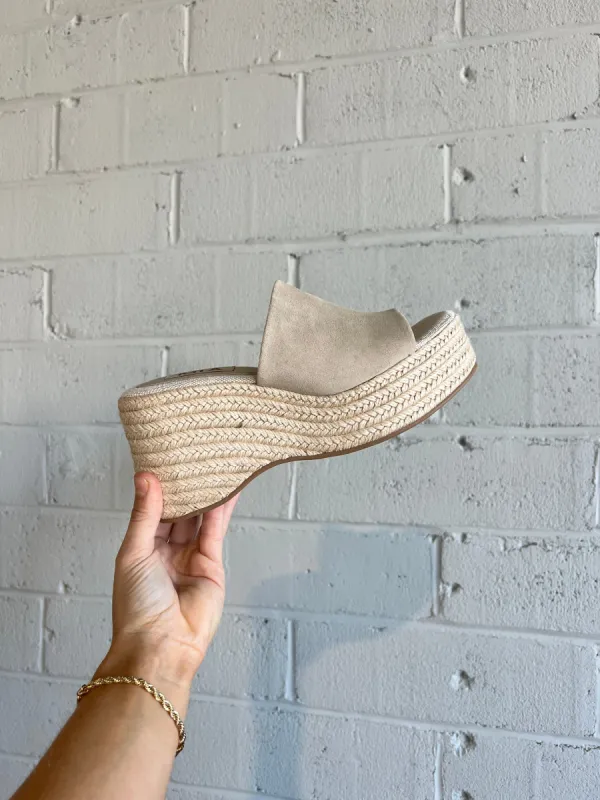 Palma Suede Strap Raffia Wedges Sand sold by Chic by Ally B