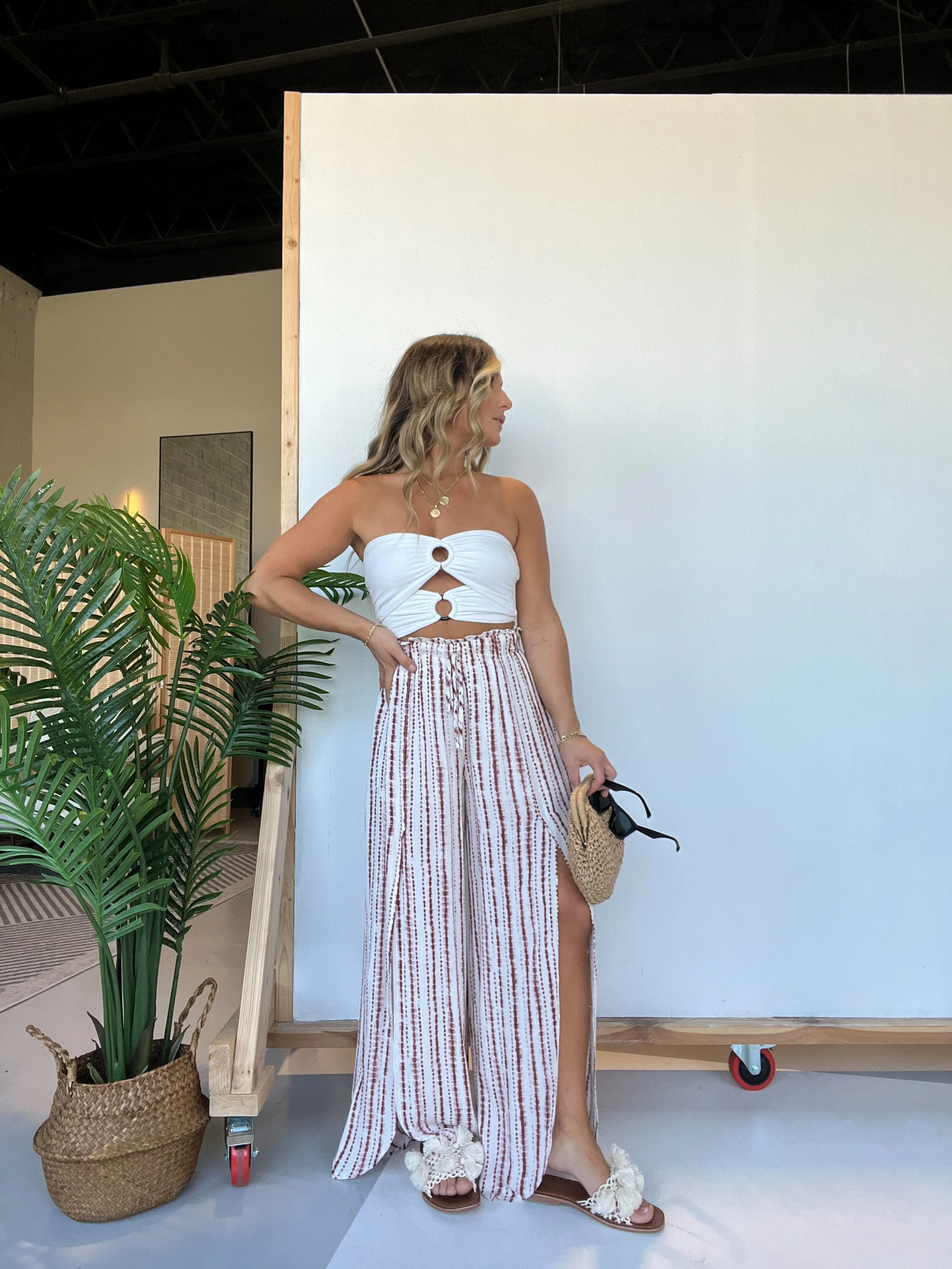 Sienna Boho Pants Ivory Brown sold by Chic by Ally B product image thumbnail 2