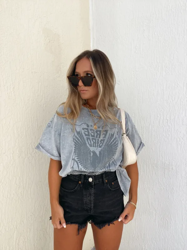 Washed Free Bird Graphic Tee Denim sold by Chic by Ally B
