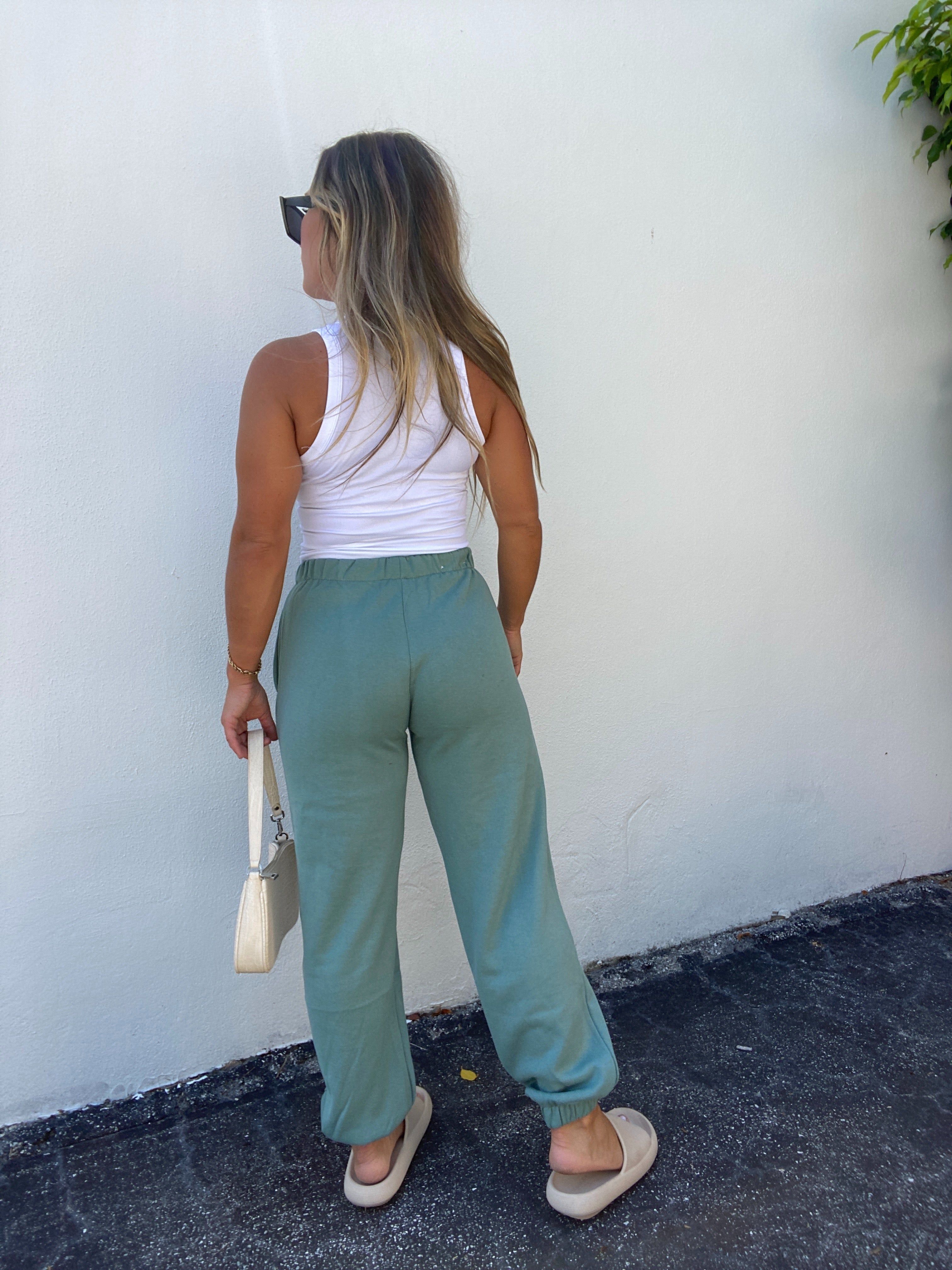 SLASHED JOGGERS SAGE sold by Chic by Ally B product image thumbnail 5
