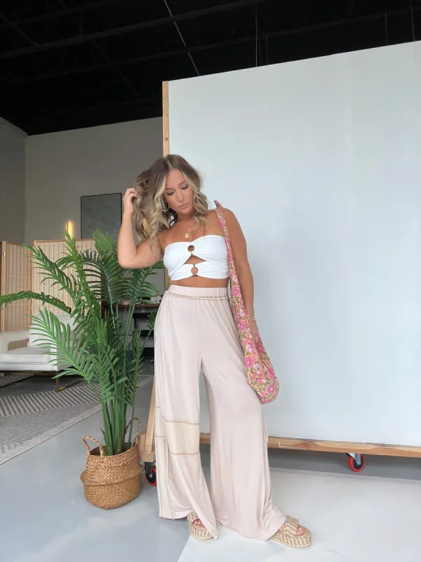 Relaxed Mornings Lounge Pants Oatmeal sold by Chic by Ally B