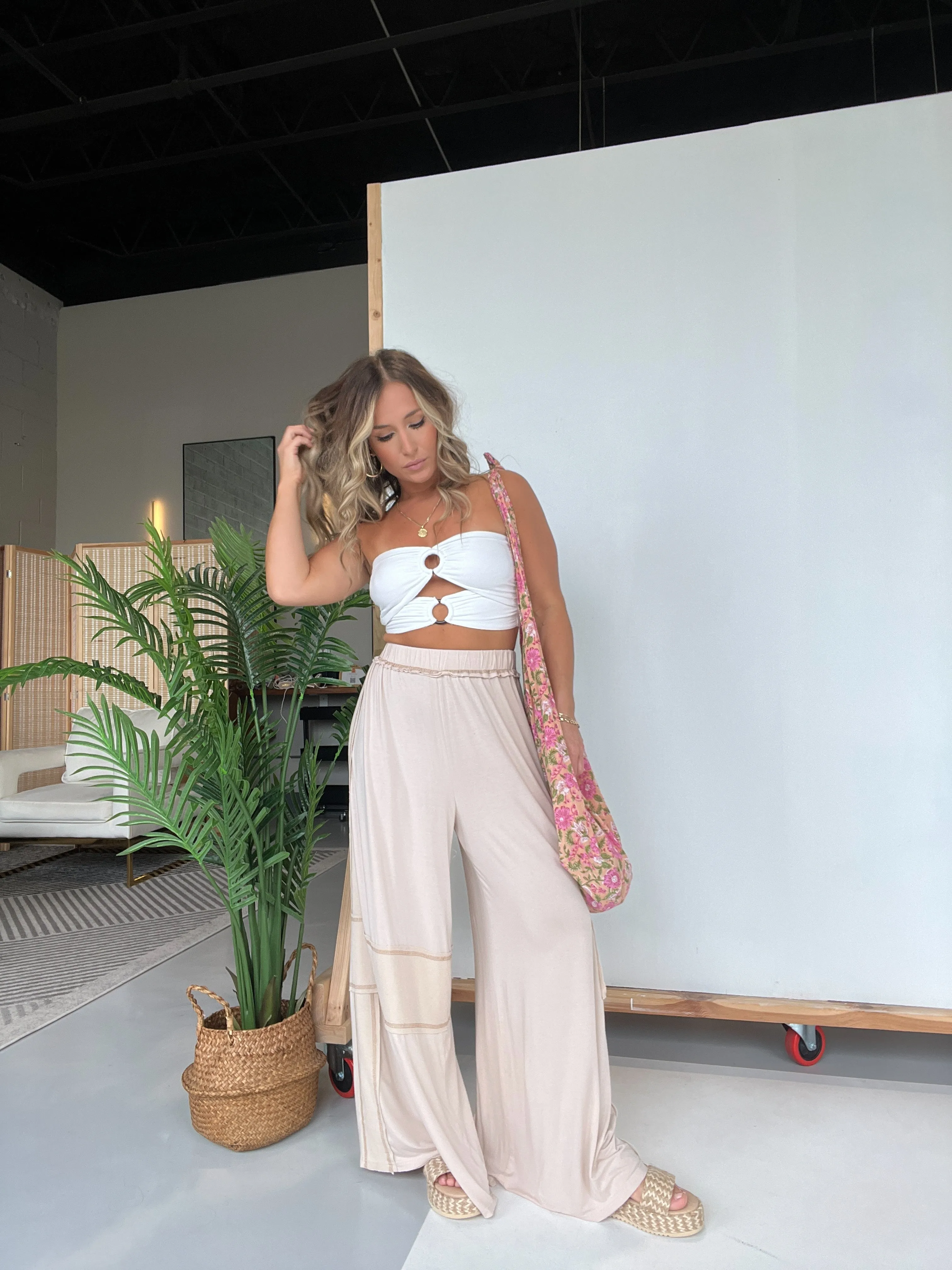 Relaxed Mornings Lounge Pants Oatmeal sold by Chic by Ally B