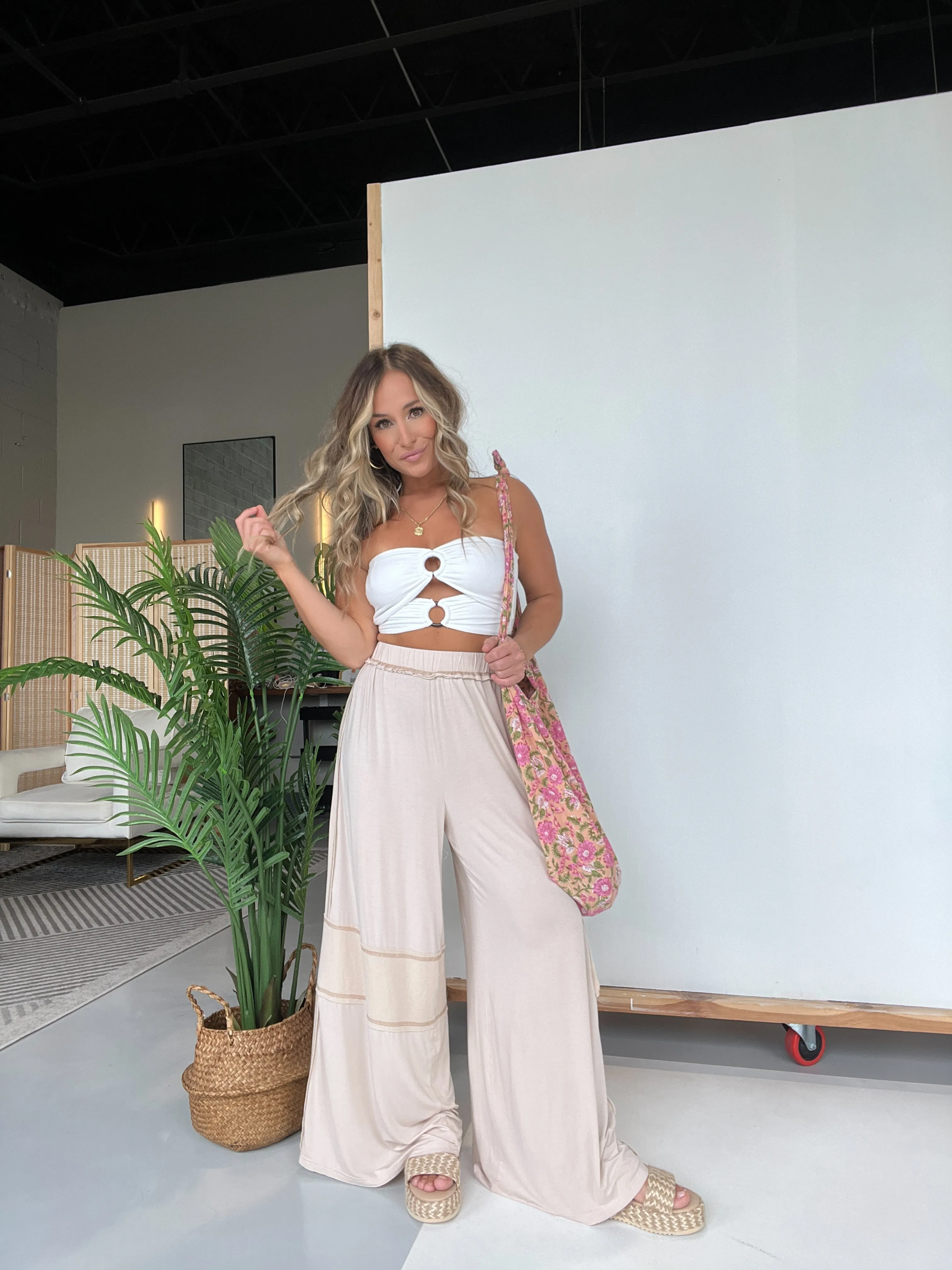 Relaxed Mornings Lounge Pants Oatmeal sold by Chic by Ally B product image thumbnail 2