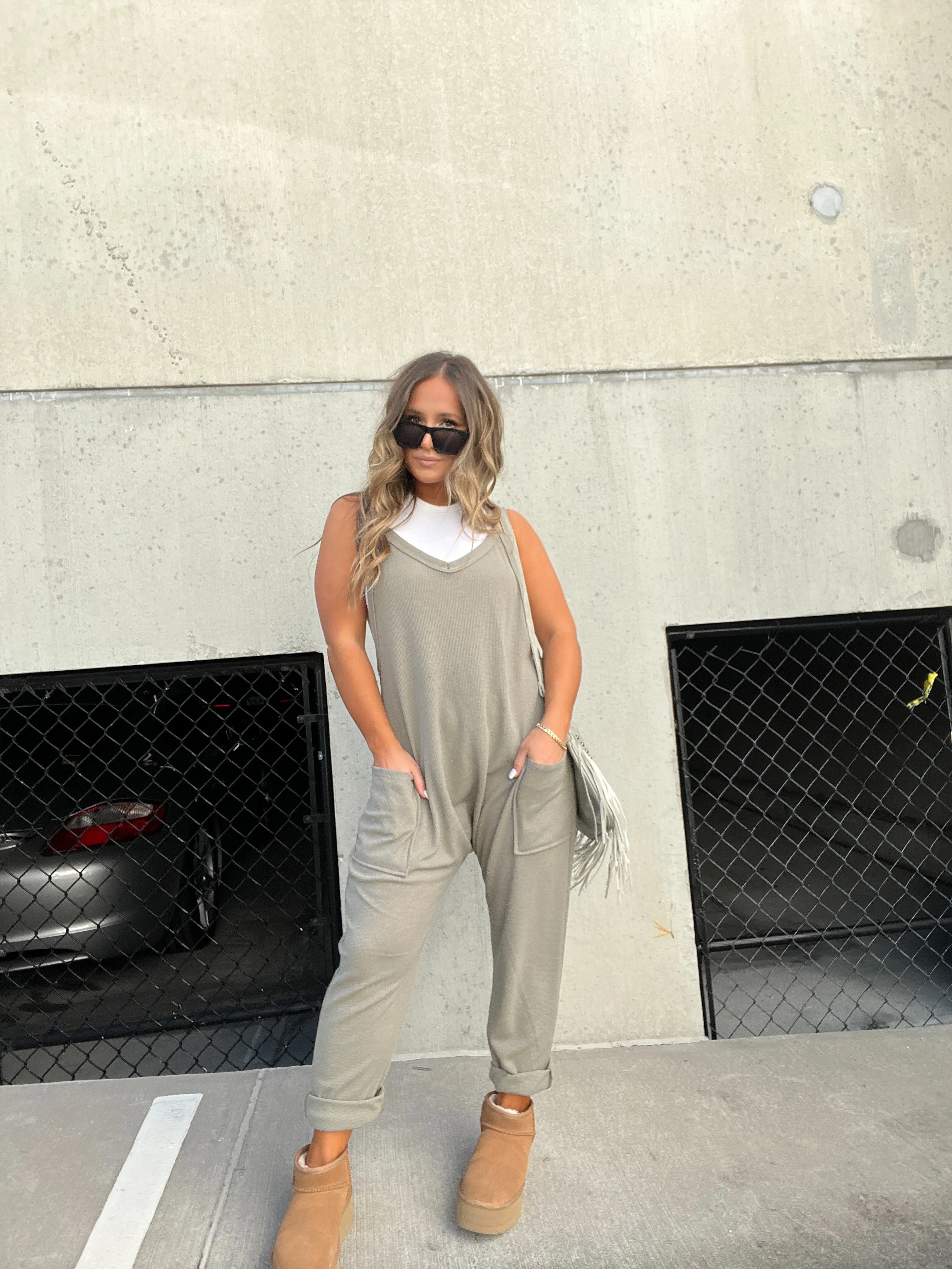 Relaxed Fit Jumpsuit Olive sold by Chic by Ally B product image thumbnail 3