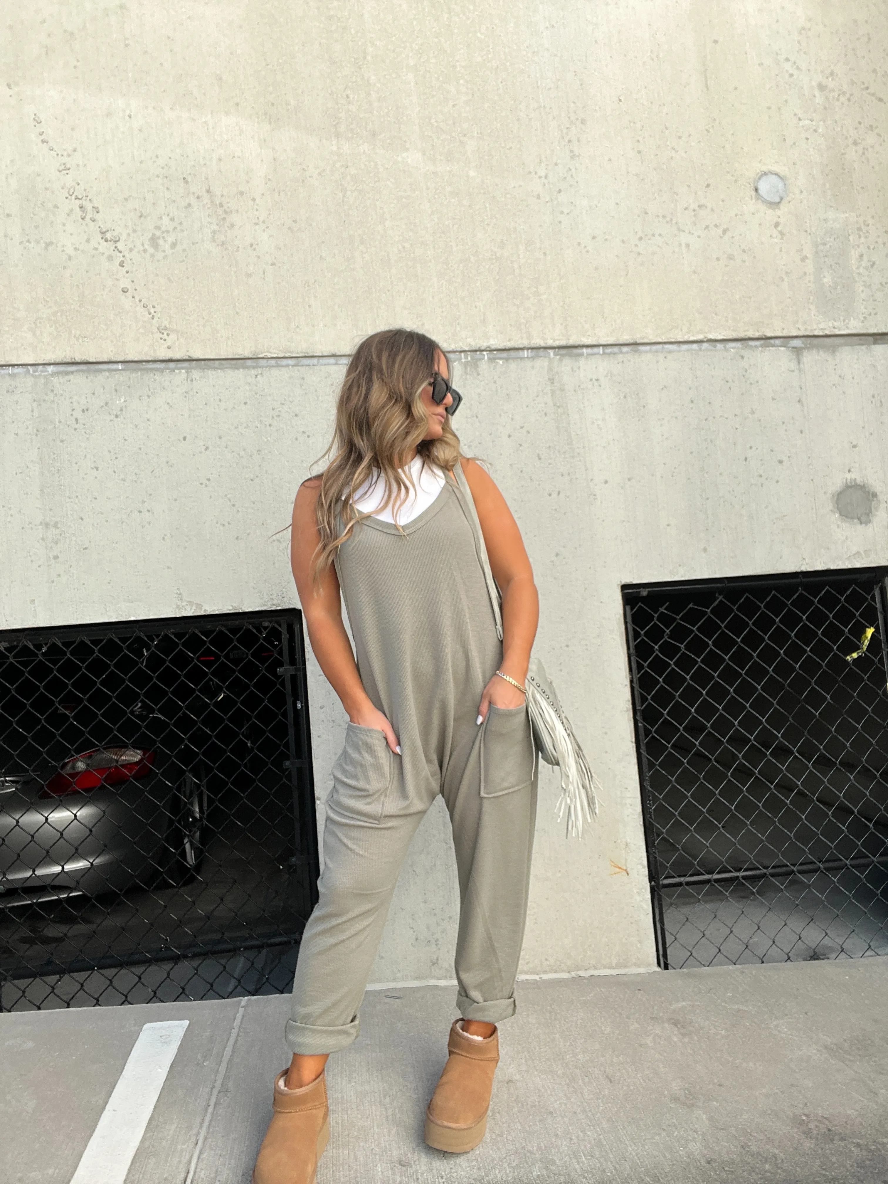Relaxed Fit Jumpsuit Olive sold by Chic by Ally B