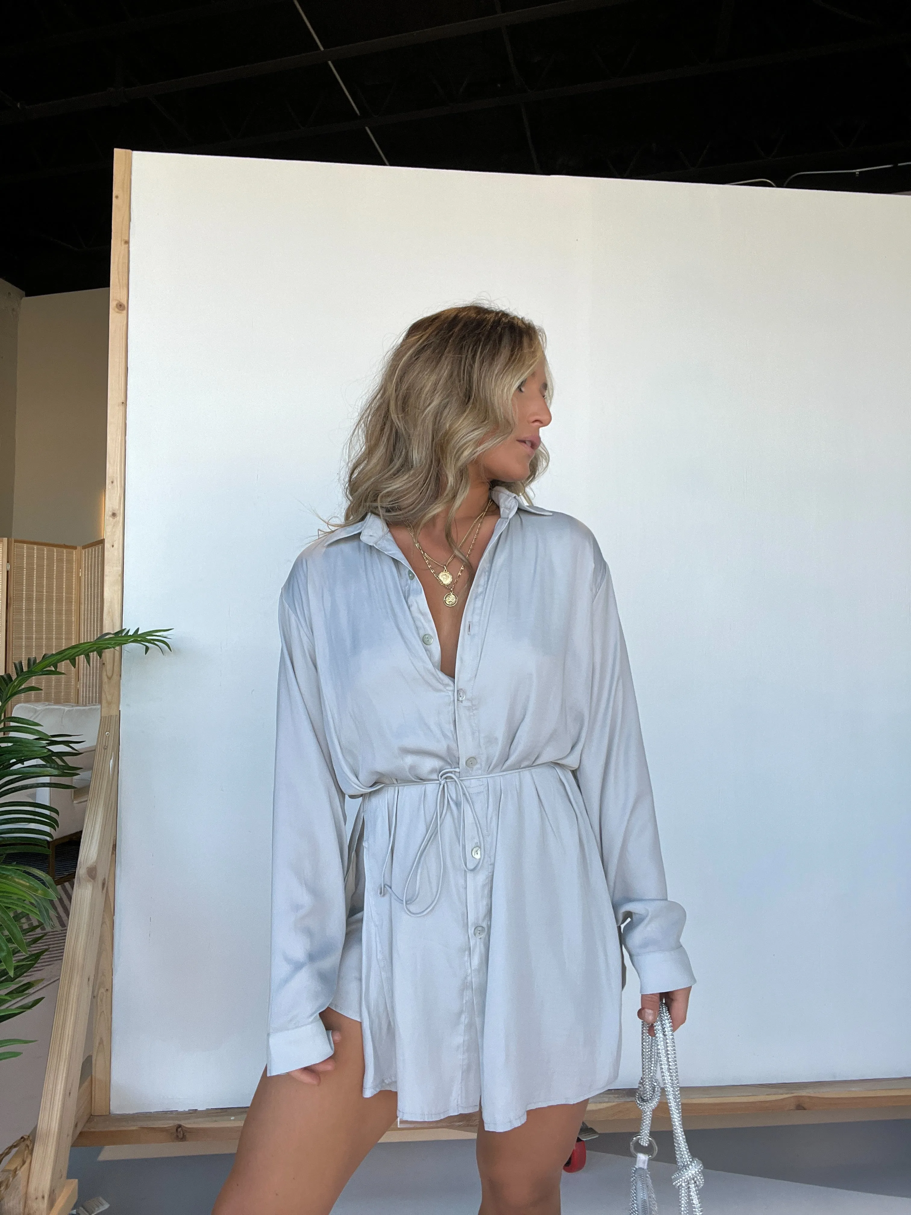 Satin Nights Romper Dress Silver Grey sold by Chic by Ally B product image thumbnail 2