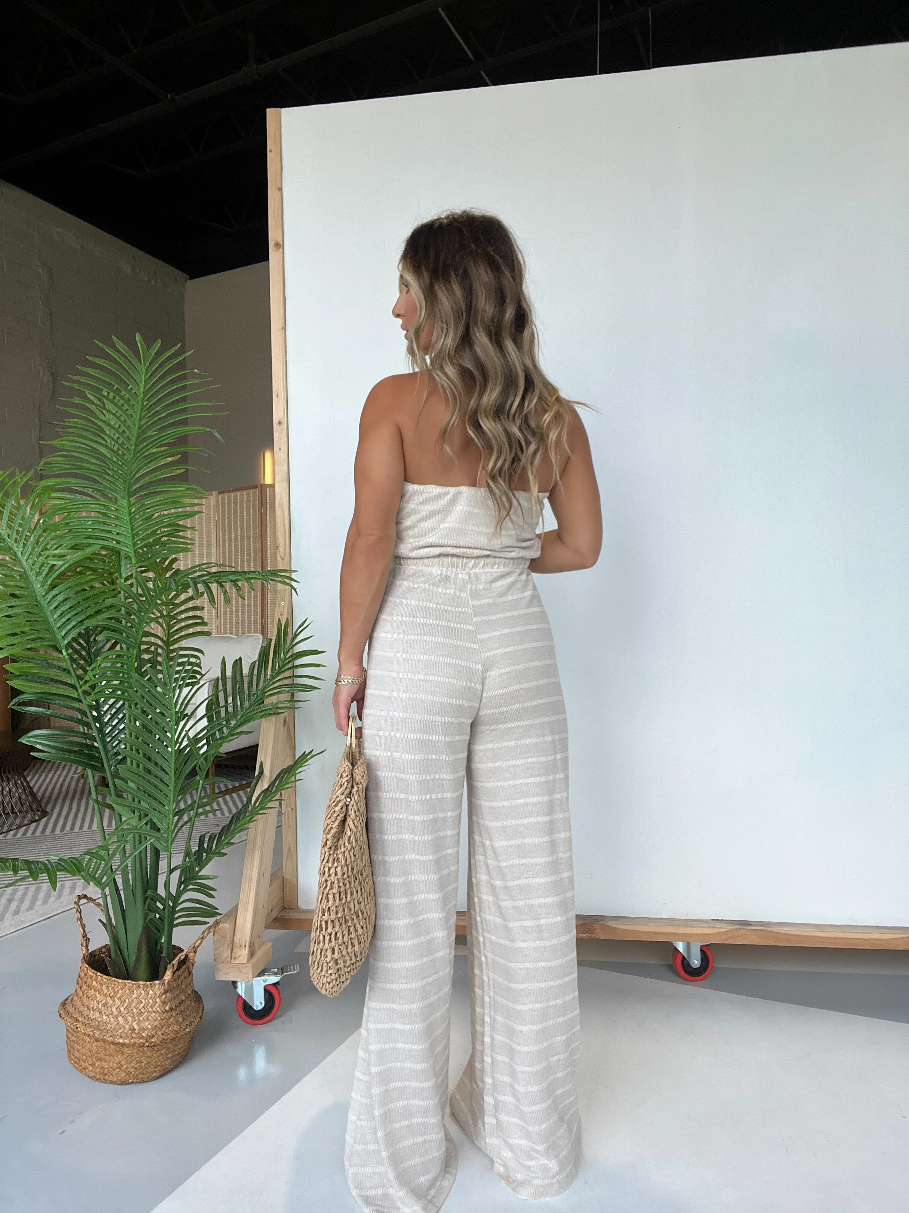 All Nighter Jumpsuit Taupe Stripe sold by Chic by Ally B product image thumbnail 3