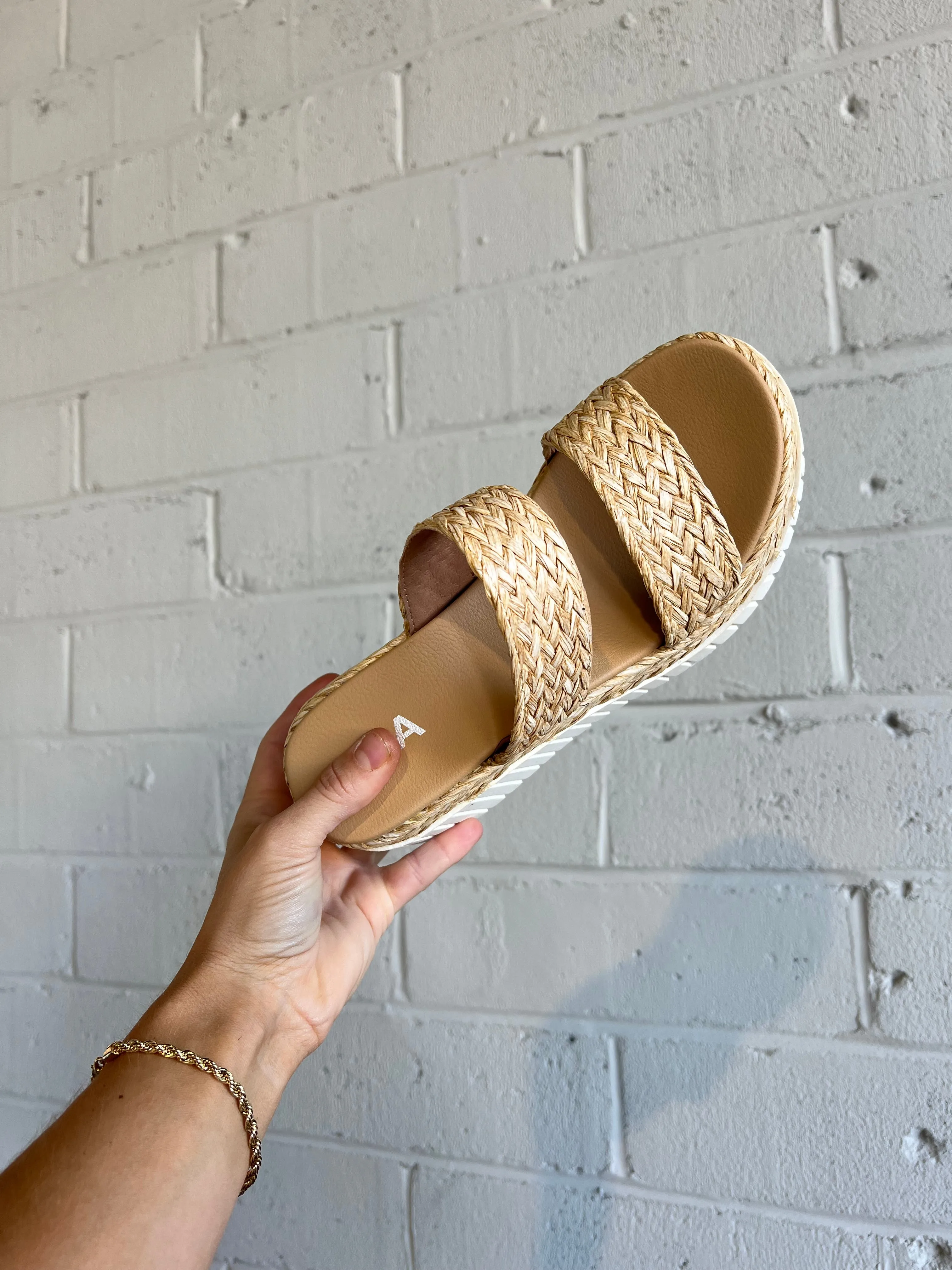 Zayla Double Strap Raffia Wedges Natural sold by Chic by Ally B product image thumbnail 4