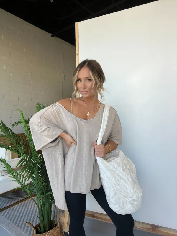 Laying Around Raw Hem Slub Tee Grey sold by Chic by Ally B