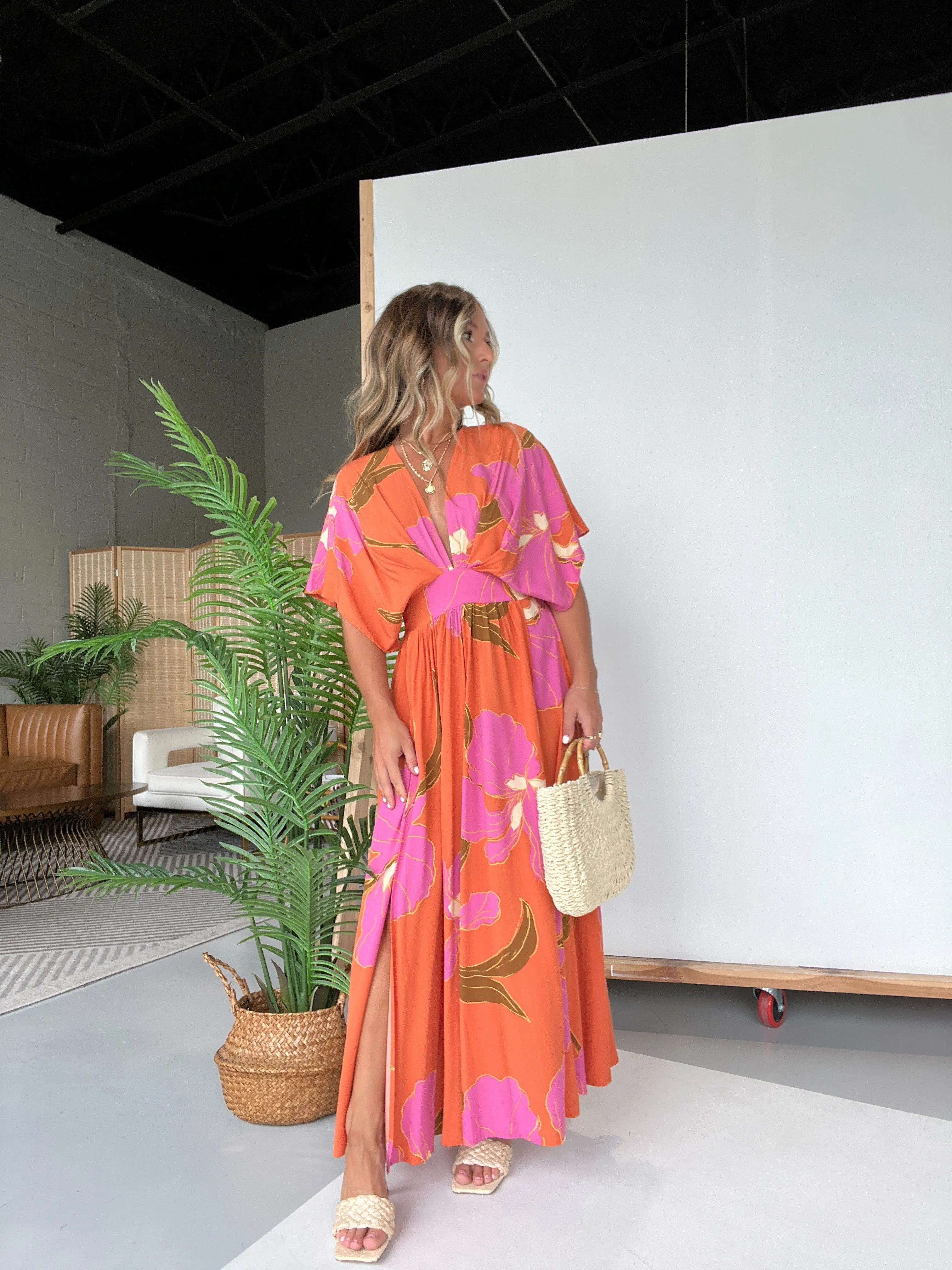 Vacay Skies Floral Maxi Dress Apricot sold by Chic by Ally B