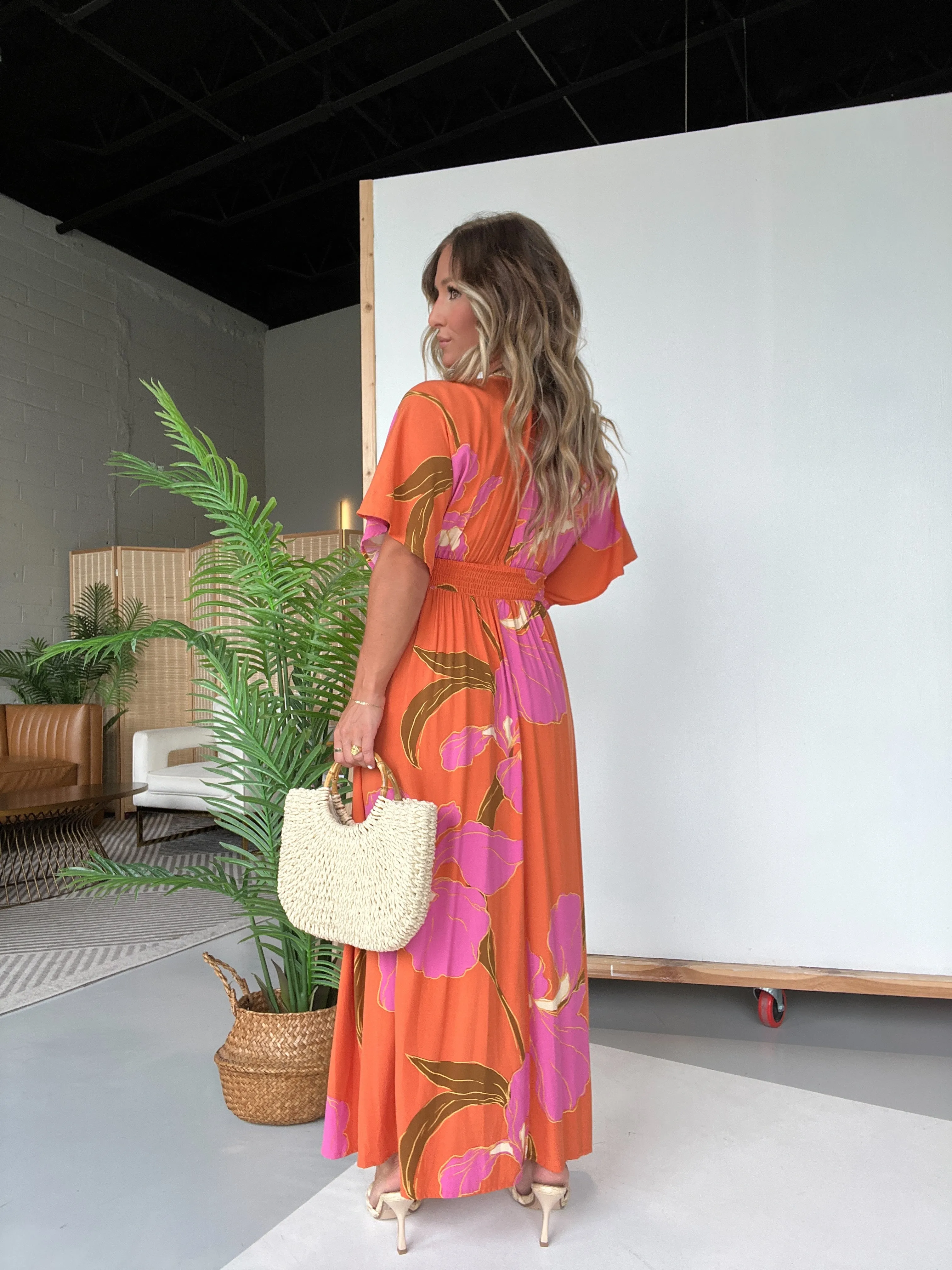 Vacay Skies Floral Maxi Dress Apricot sold by Chic by Ally B product image thumbnail 4
