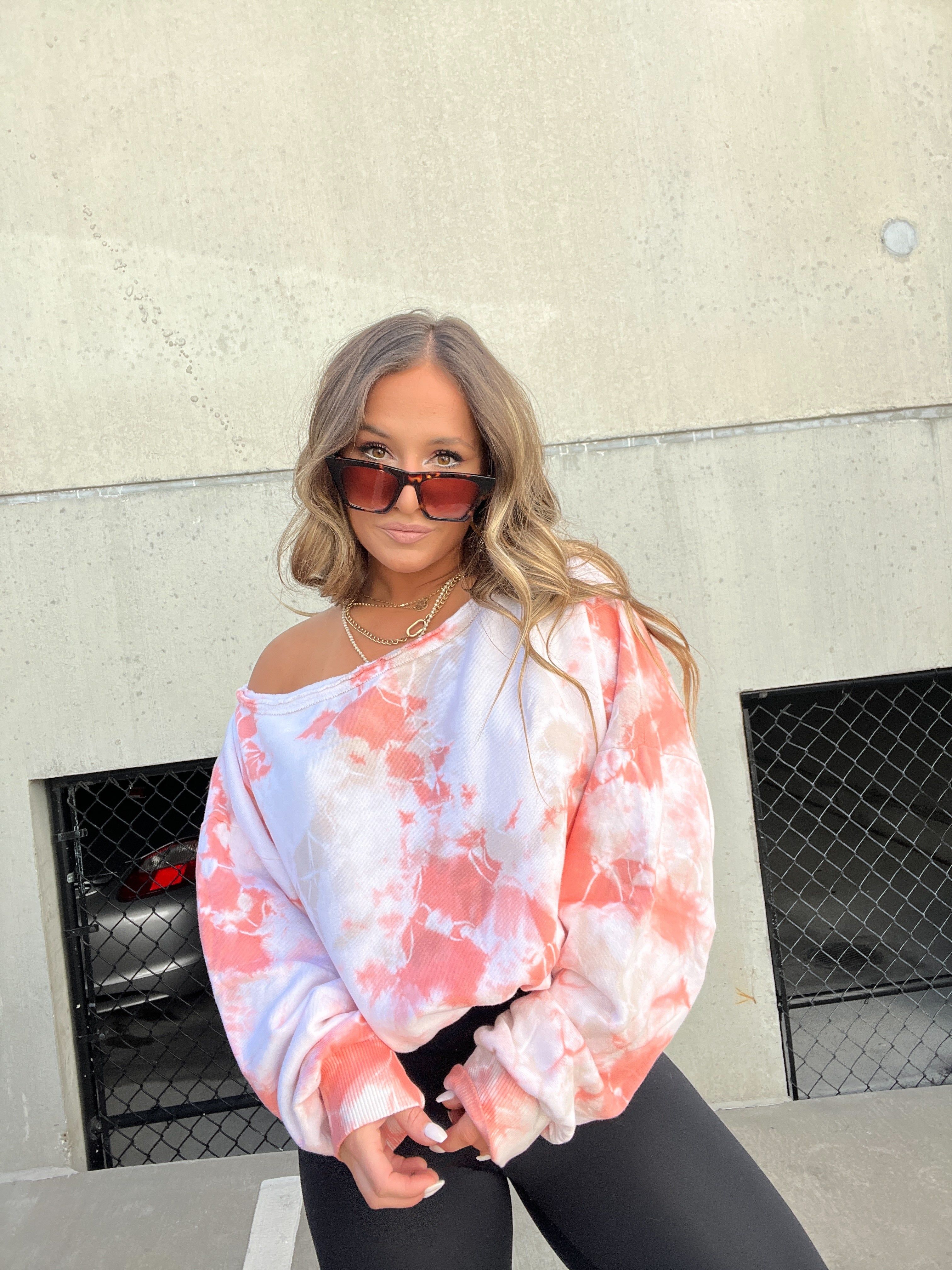 OFF THE SHOULDER TIE DYE SWEATSHIRT sold by Chic by Ally B product image thumbnail 12