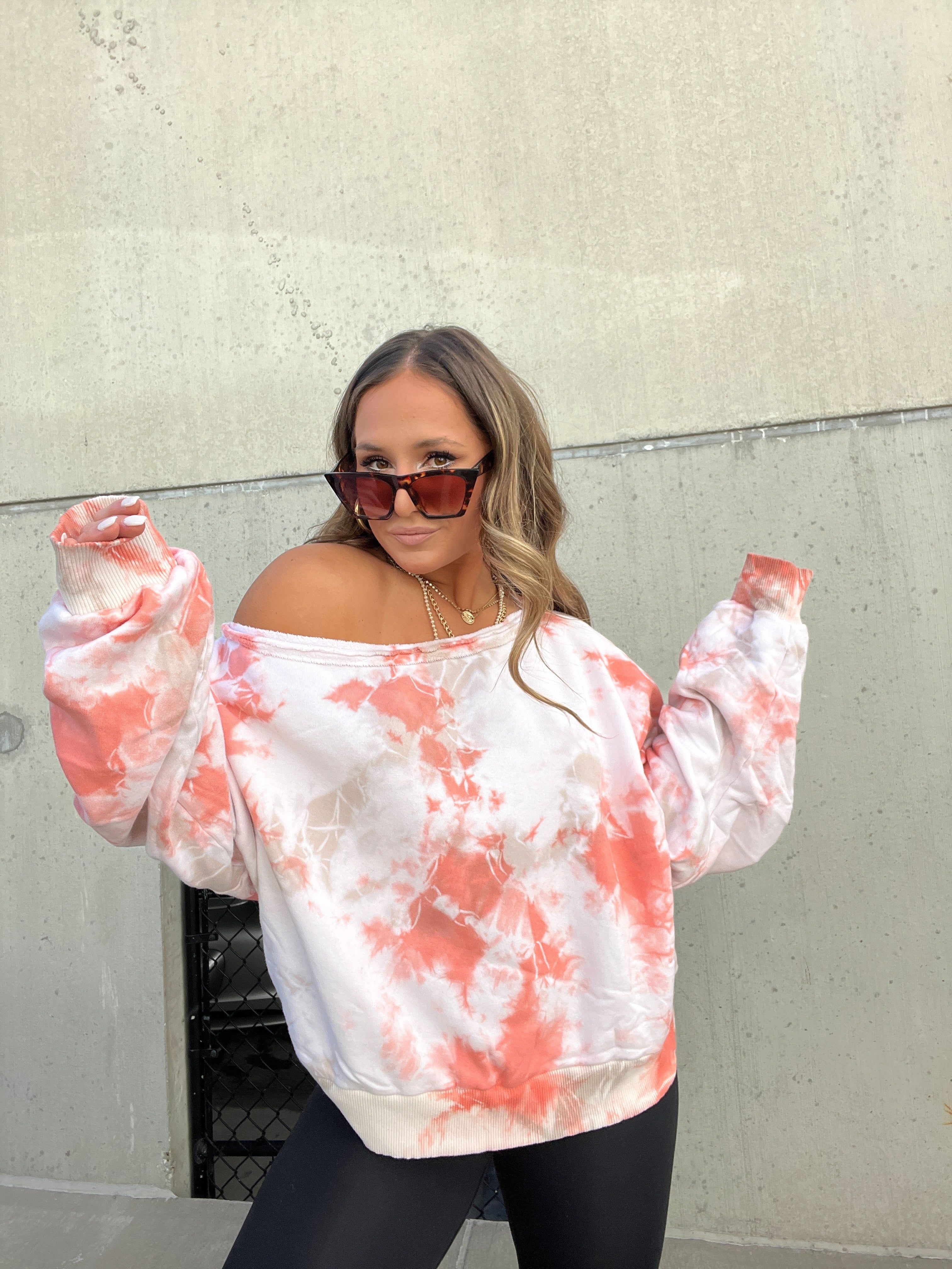 OFF THE SHOULDER TIE DYE SWEATSHIRT sold by Chic by Ally B product image thumbnail 9