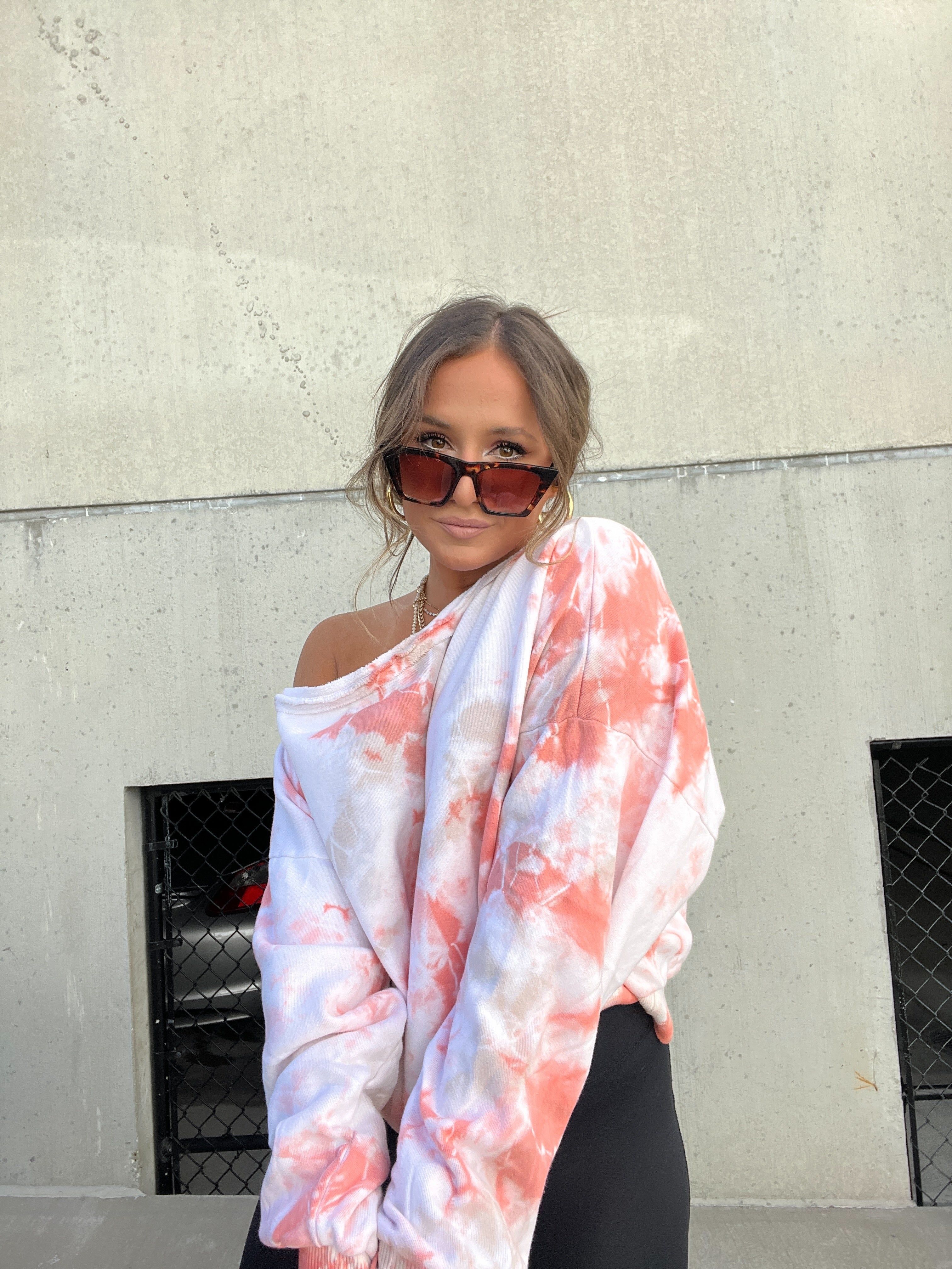 OFF THE SHOULDER TIE DYE SWEATSHIRT sold by Chic by Ally B product image thumbnail 2