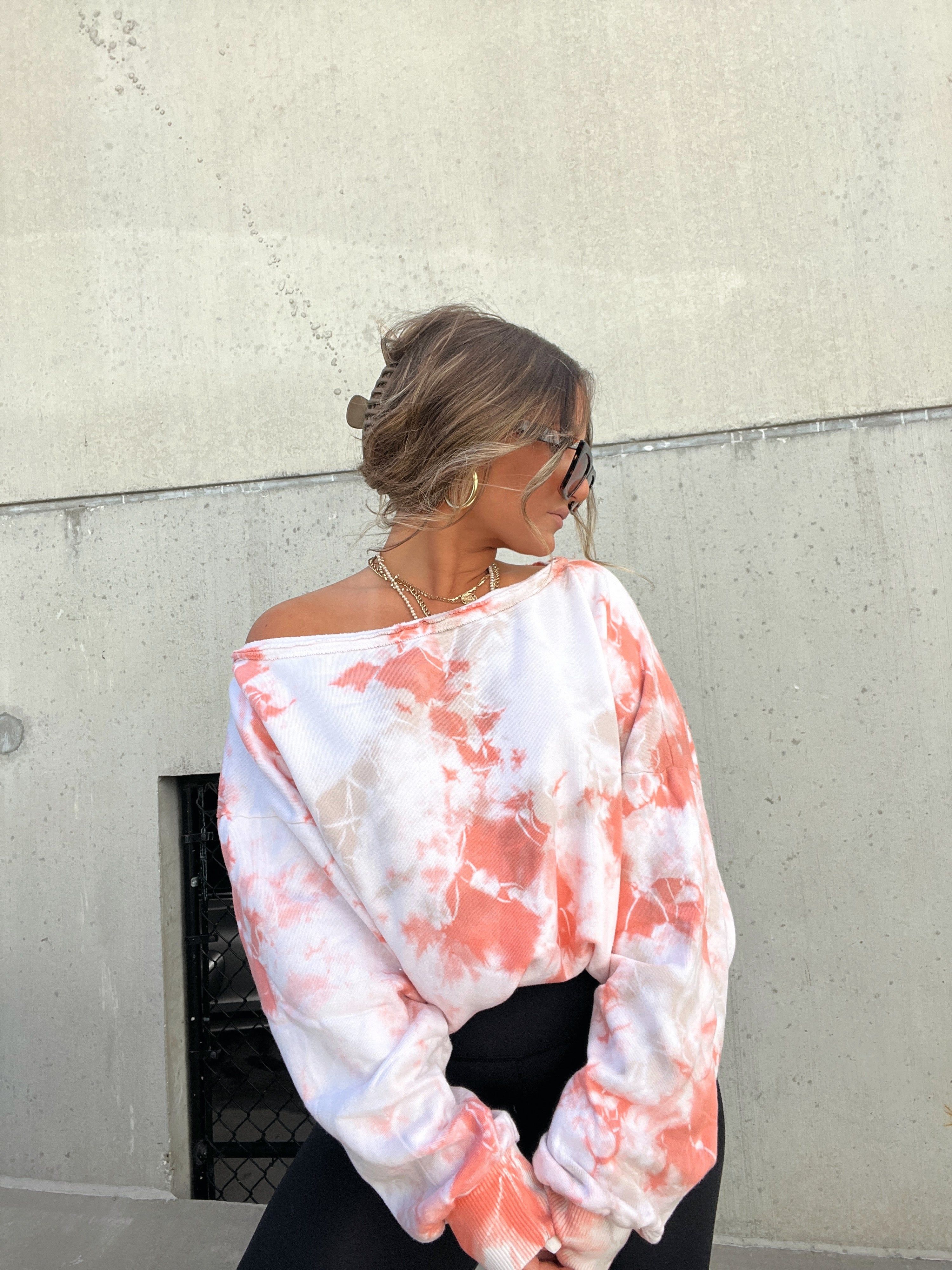 OFF THE SHOULDER TIE DYE SWEATSHIRT sold by Chic by Ally B product image thumbnail 3