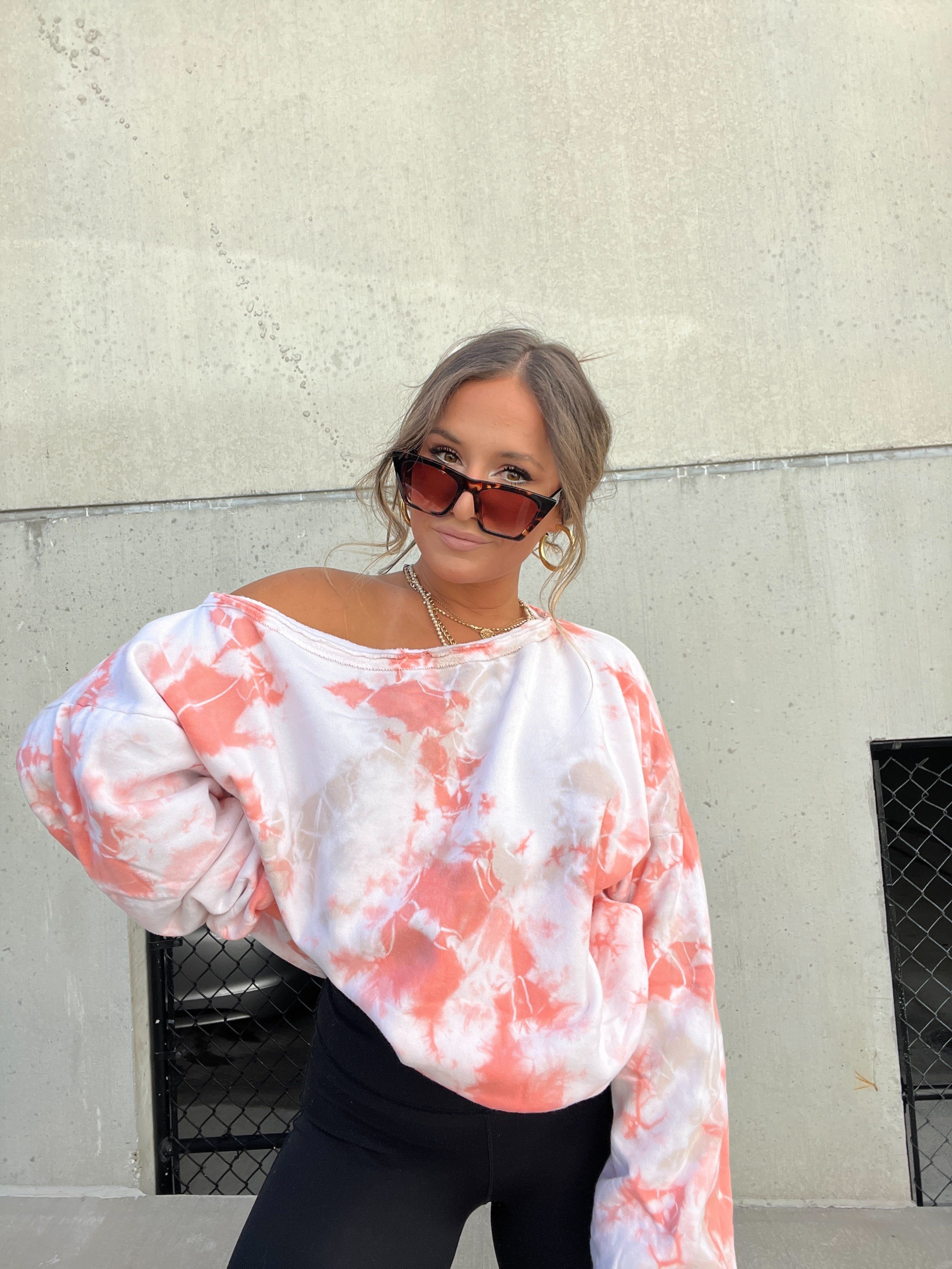 OFF THE SHOULDER TIE DYE SWEATSHIRT sold by Chic by Ally B product image thumbnail 13