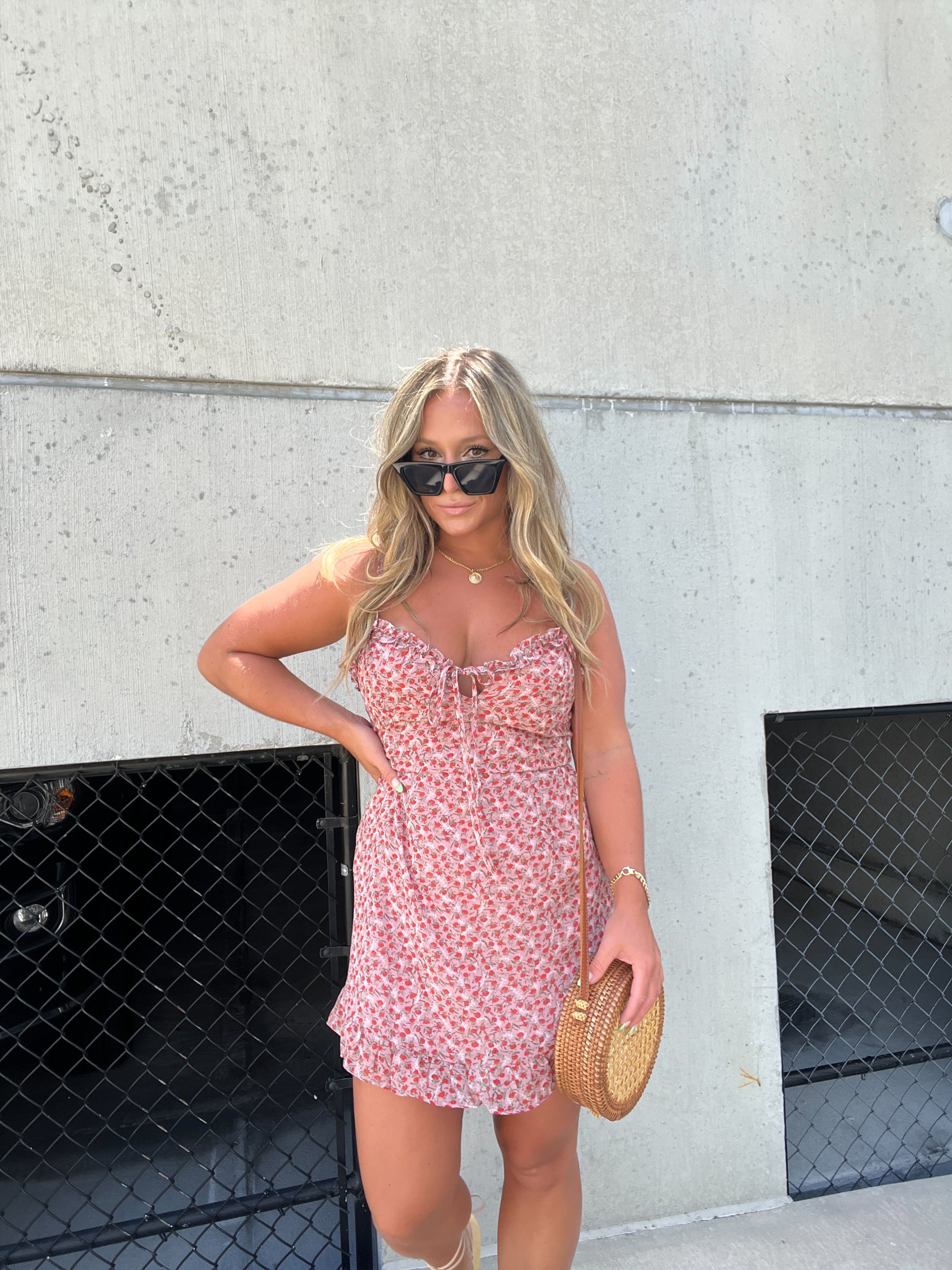 DAINTY ROSE RUFFLED MINI DRESS sold by Chic by Ally B