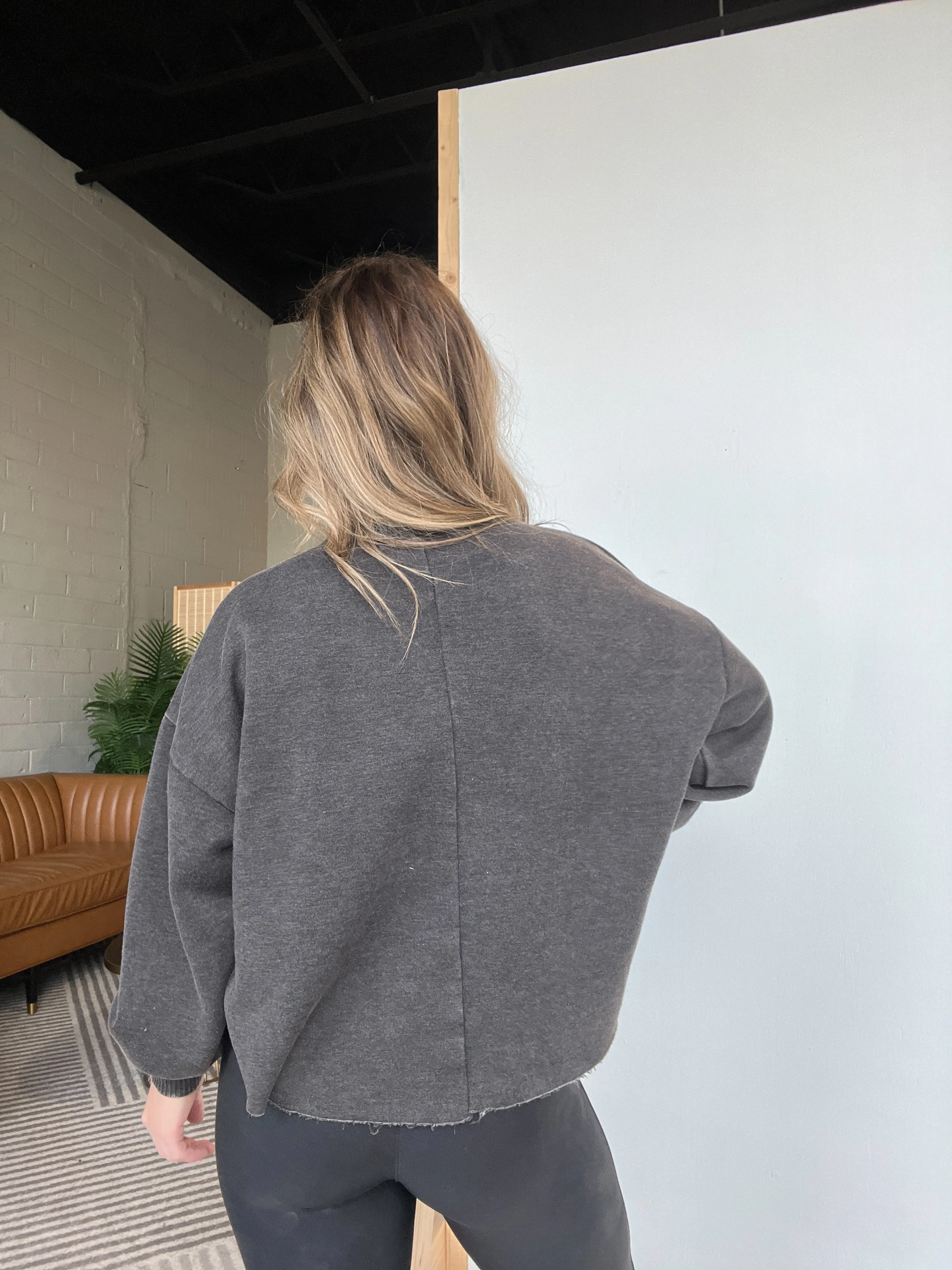 Staying in Cropped Crewneck Ash Black sold by Chic by Ally B product image thumbnail 4