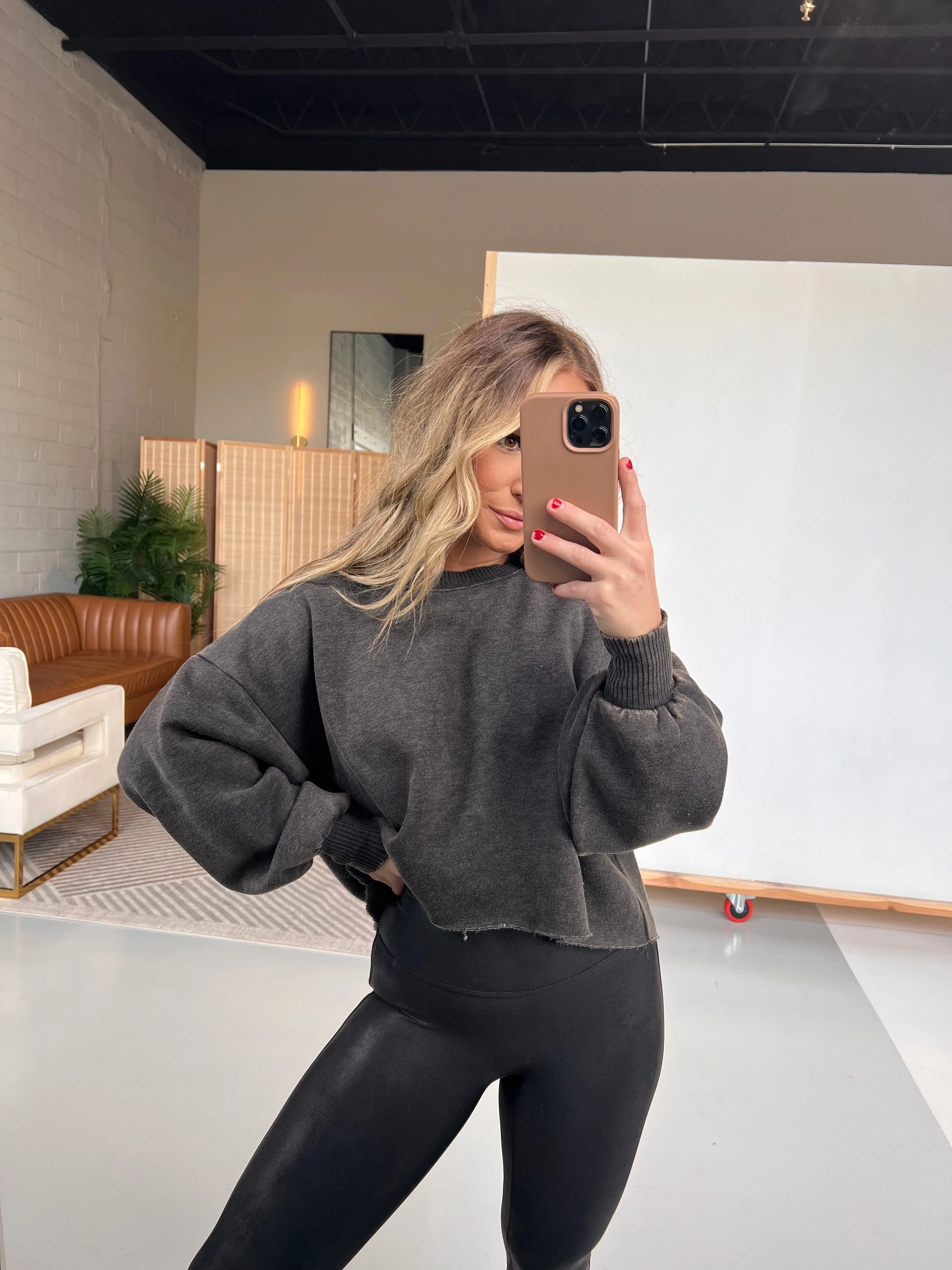 Staying in Cropped Crewneck Ash Black sold by Chic by Ally B product image thumbnail 5