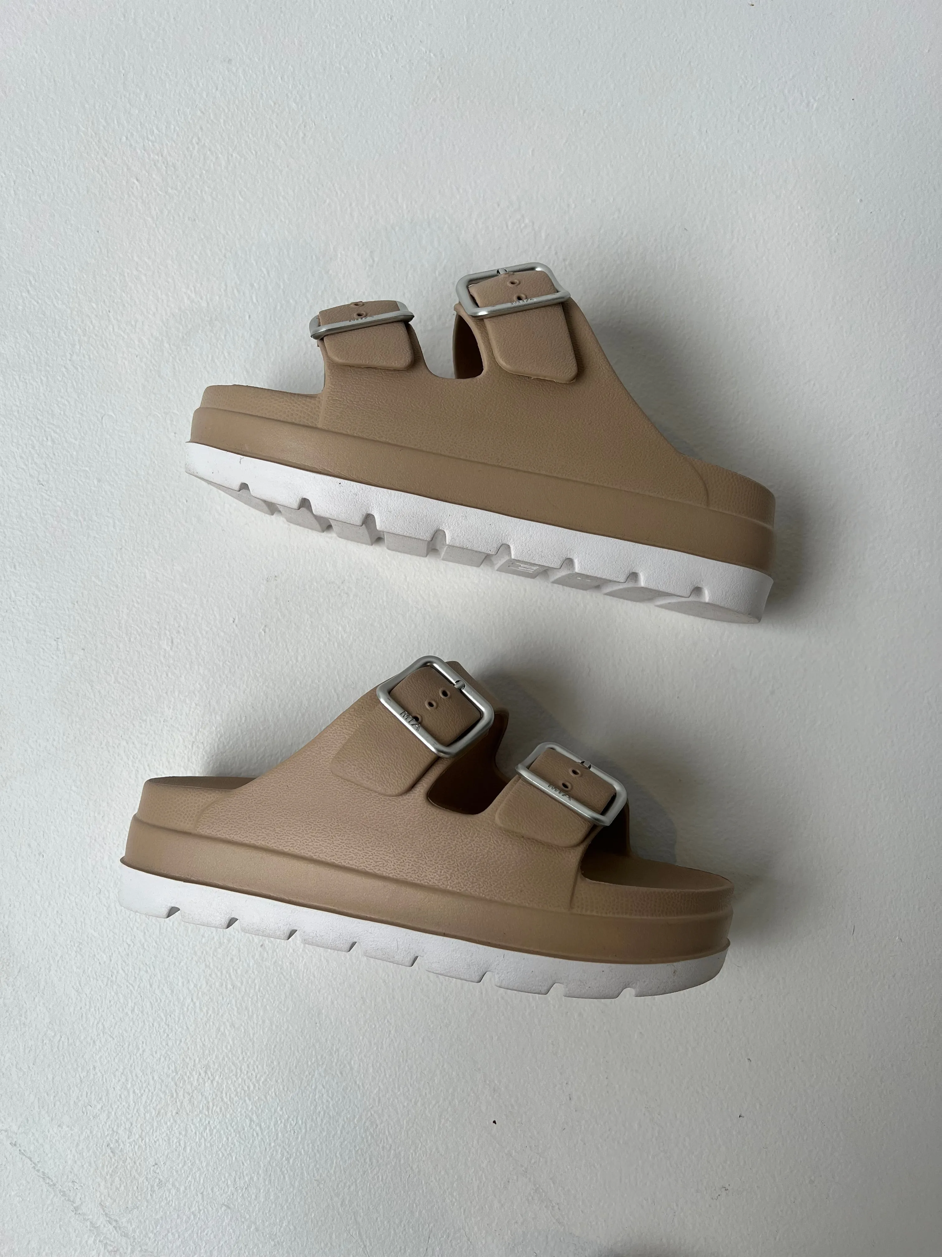 Santi Stacked Double Strap Slides Sand sold by Chic by Ally B product image thumbnail 3