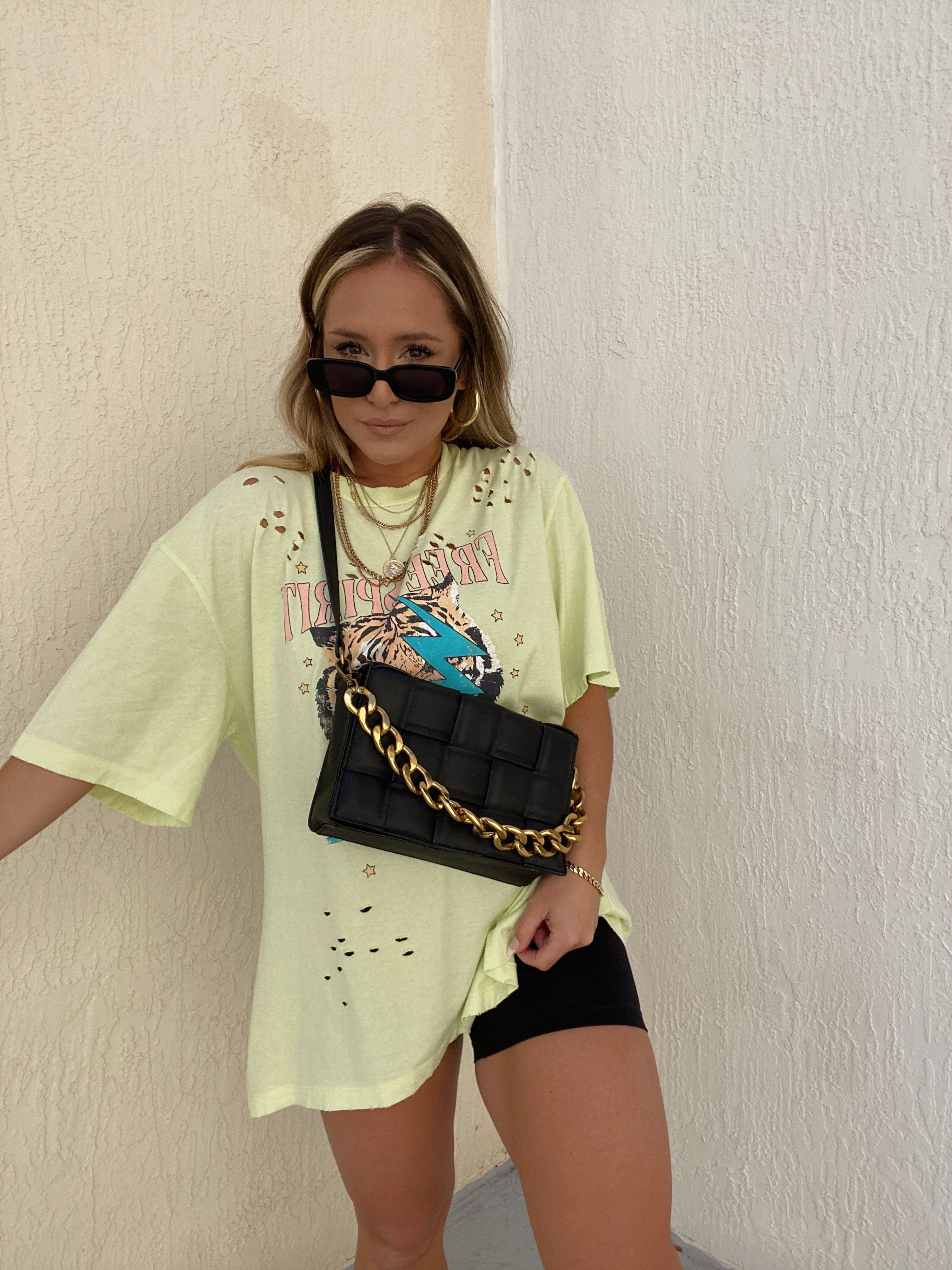 FREE SPIRIT DISTRESSED TEE NEON sold by Chic by Ally B product image thumbnail 3