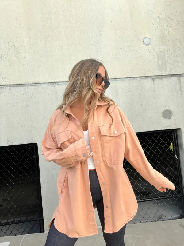 Down The Street Shacket Peach sold by Chic by Ally B