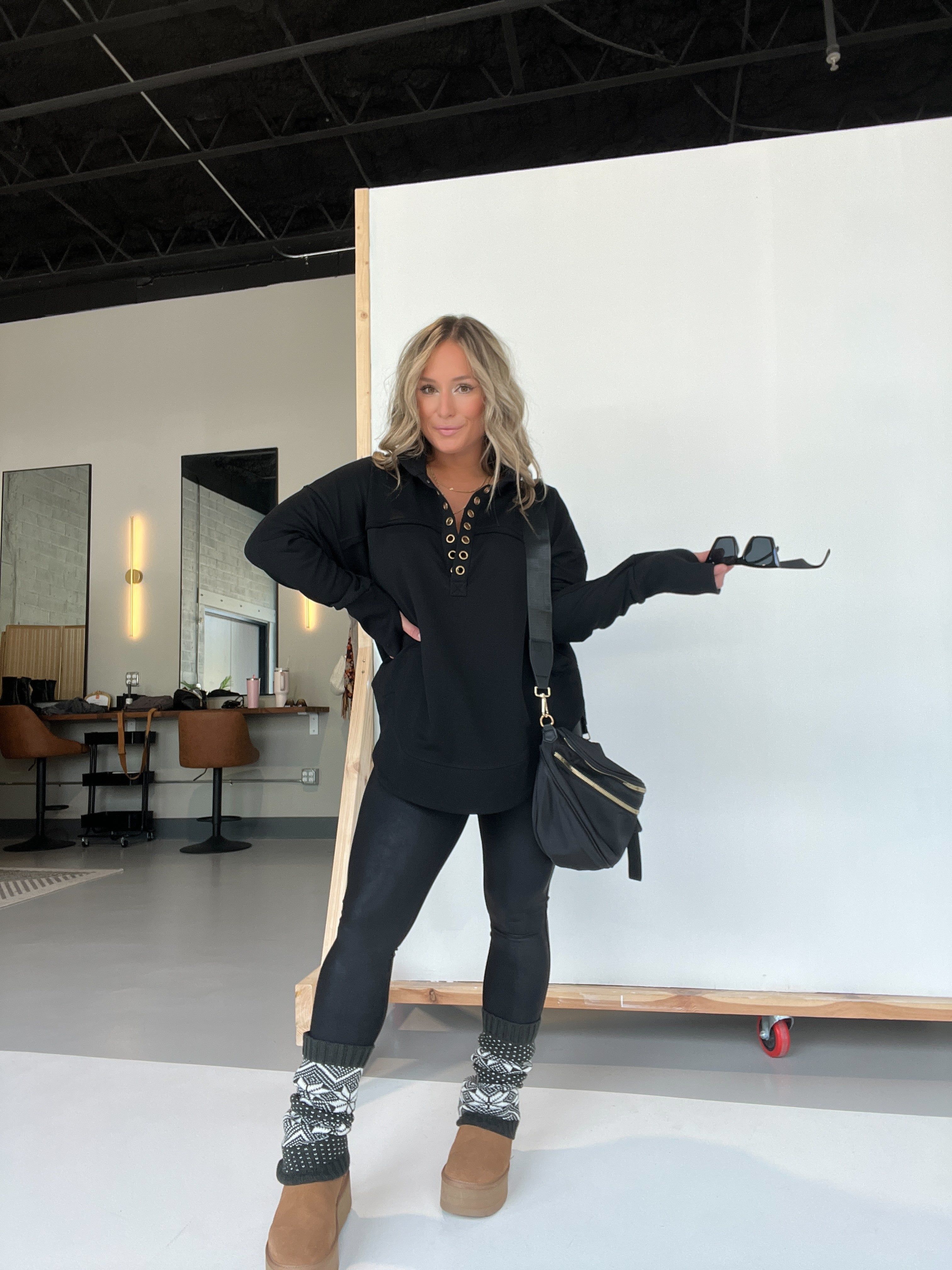 Black Oversized Grommet Sweatshirt sold by Chic by Ally B product image thumbnail 4