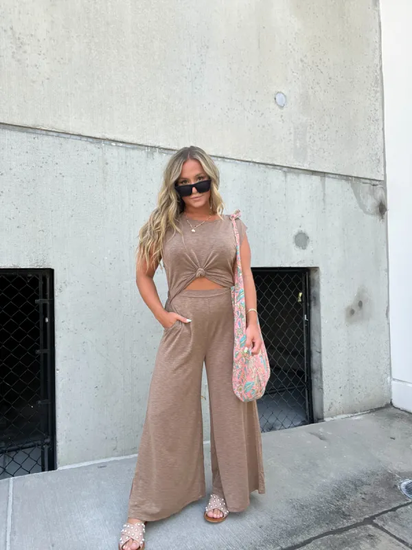 MOCHA USED TO BE US JUMPSUIT sold by Chic by Ally B