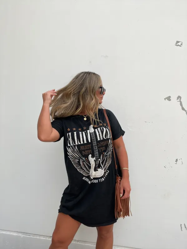 Black Nashville T-Shirt Dress sold by Chic by Ally B