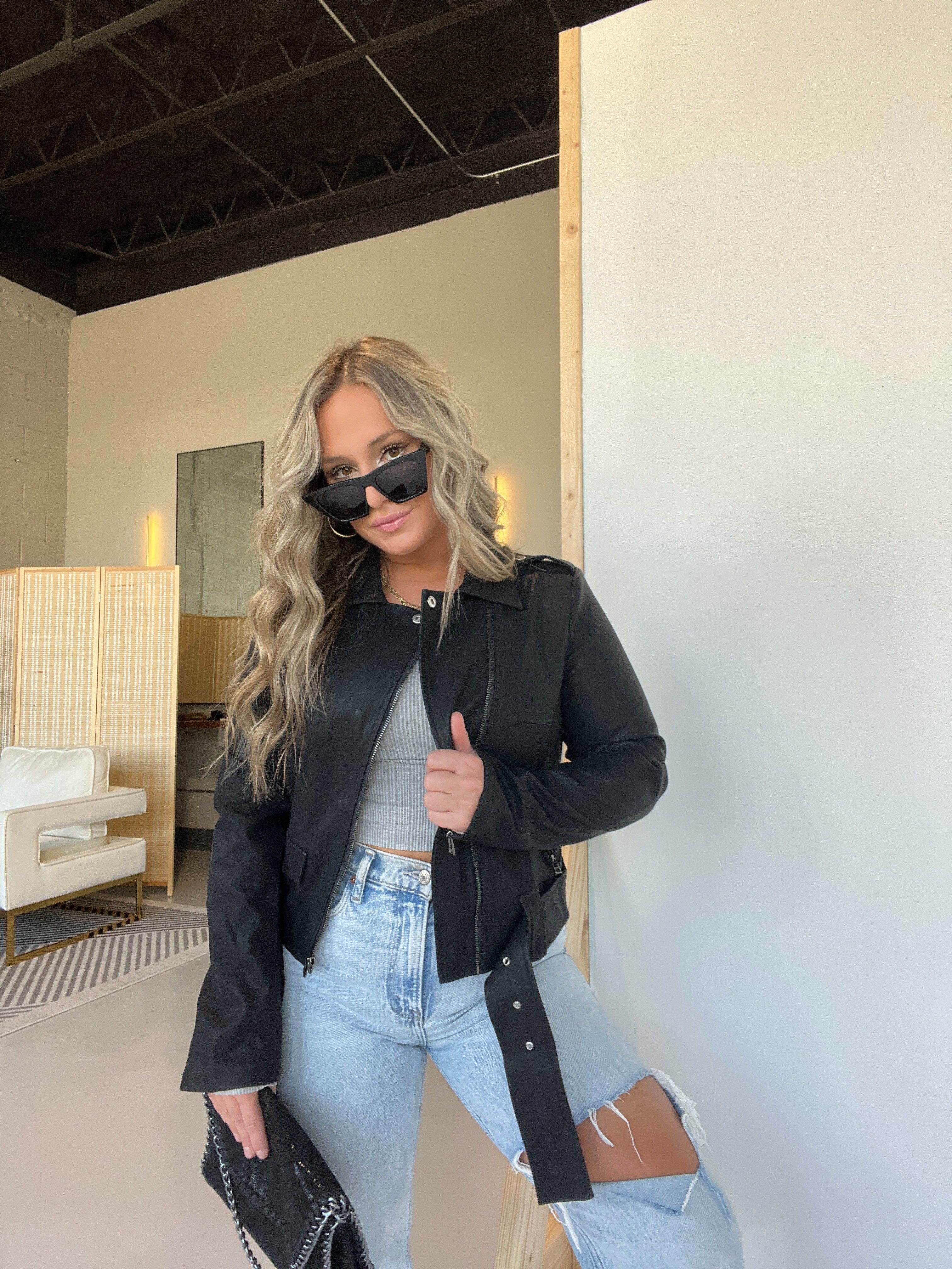 Faux Leather Moto Jacket sold by Chic by Ally B product image thumbnail 4