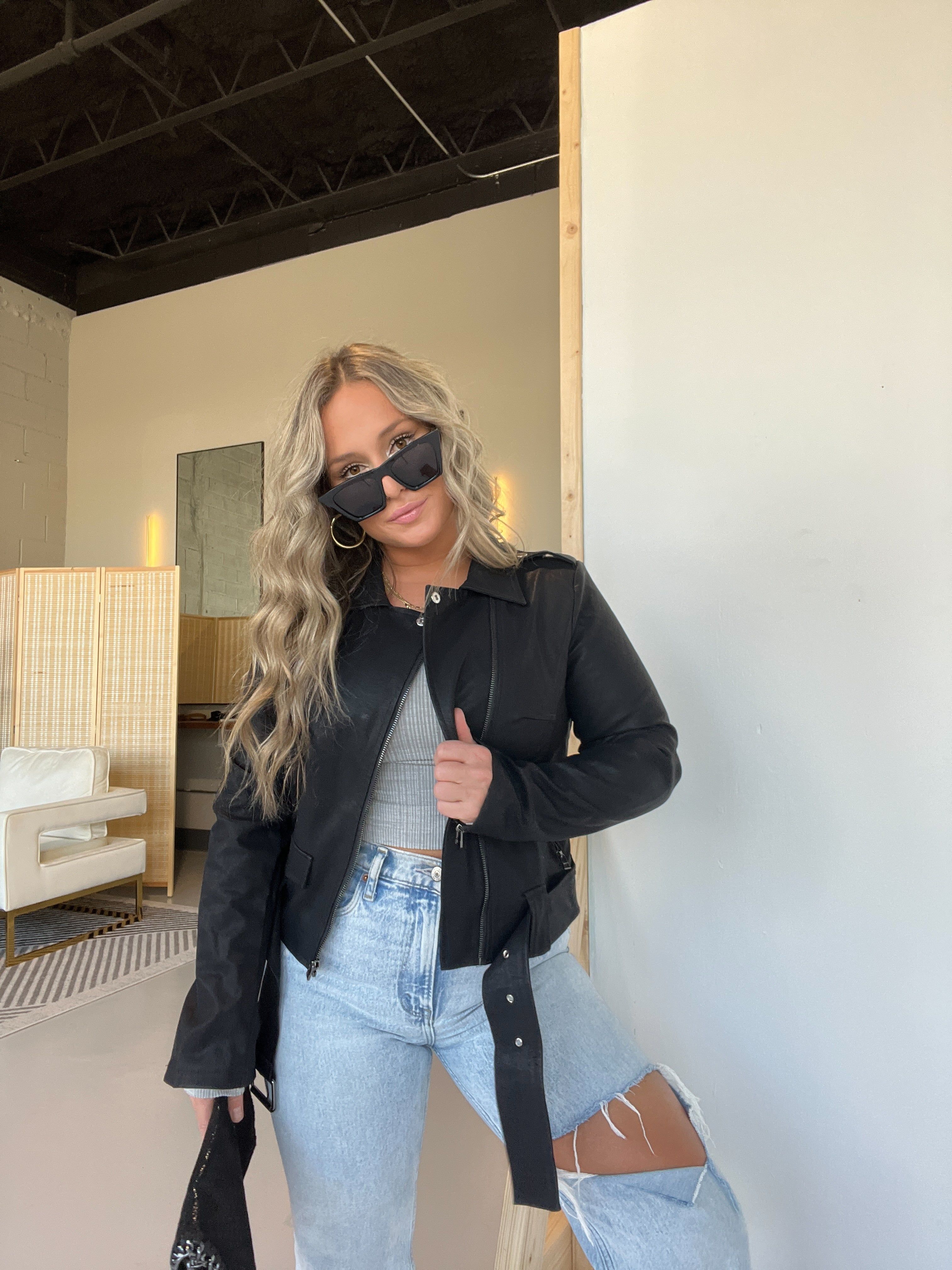 Faux Leather Moto Jacket sold by Chic by Ally B