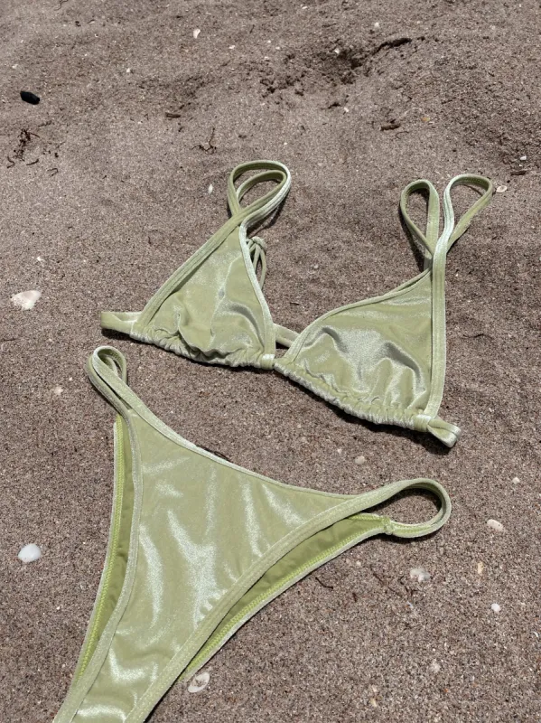VELVET BIKINI TOP LIME sold by Chic by Ally B