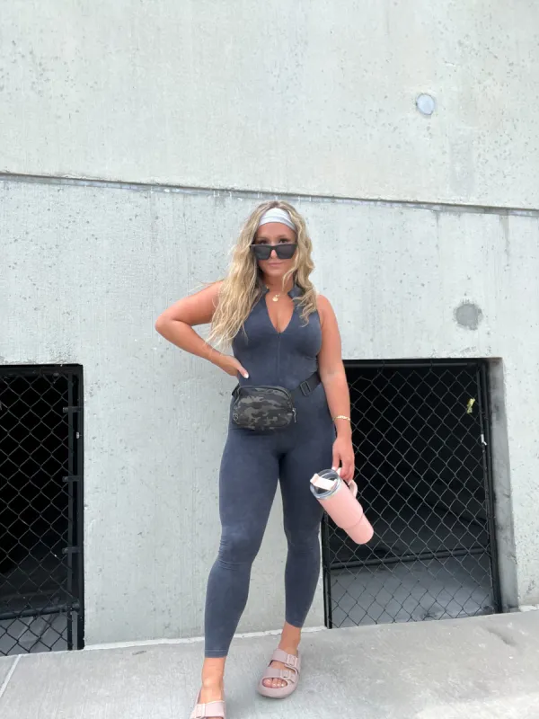 ZIP IT UP WASHED BLACK CATSUIT sold by Chic by Ally B