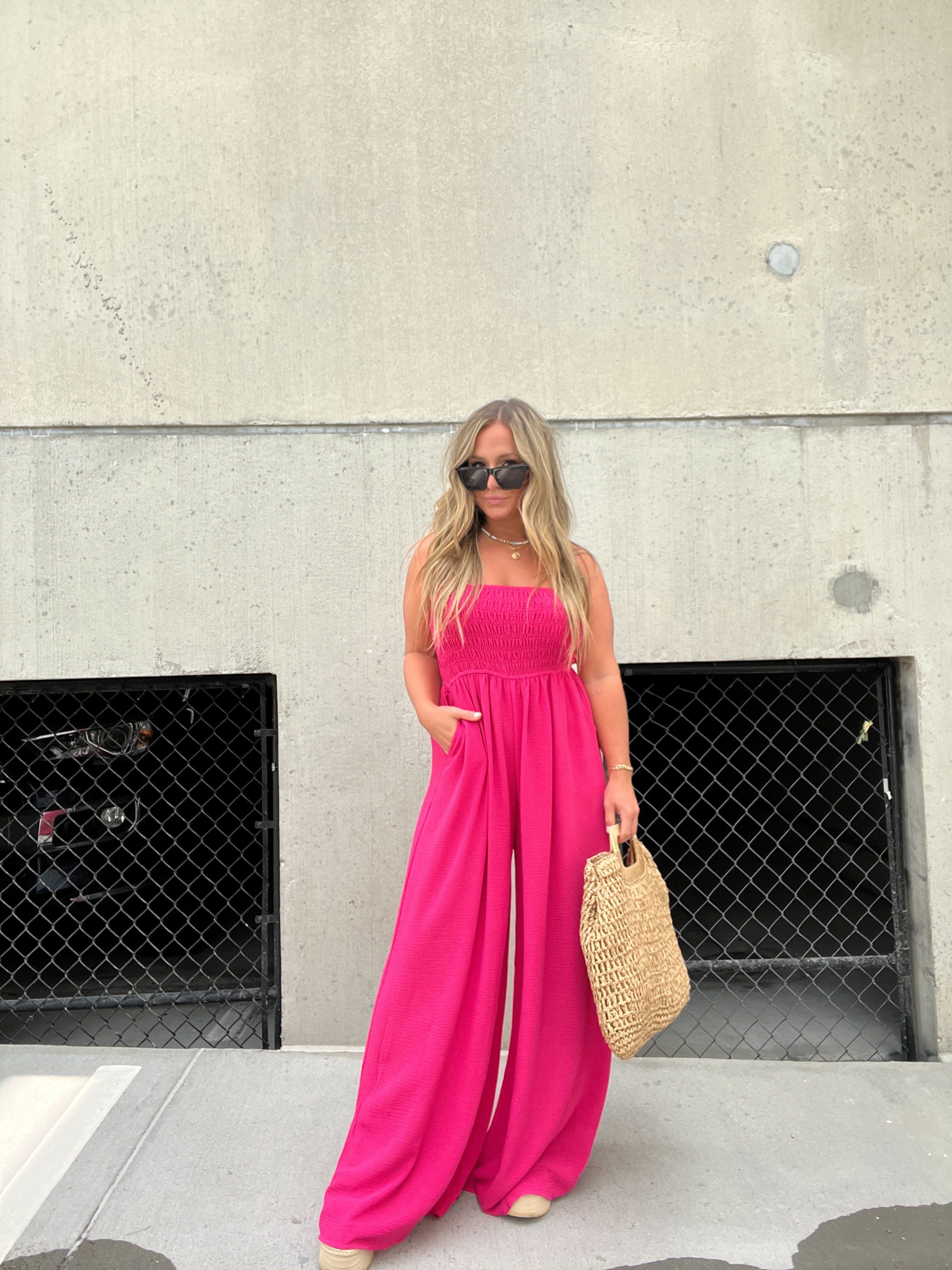 Not Gonna Happen Fuchsia Jumpsuit sold by Chic by Ally B