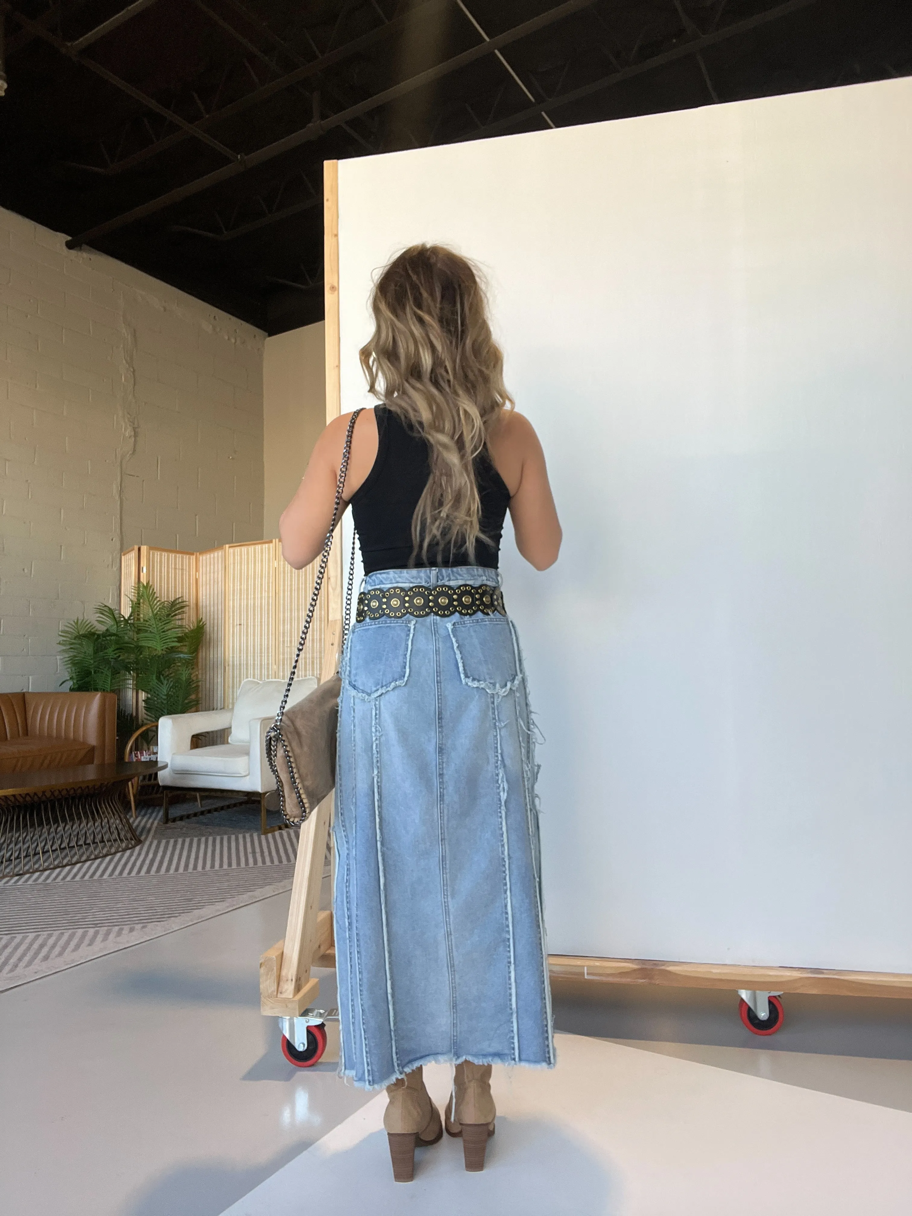 Chrishelle Maxi Denim Skirt sold by Chic by Ally B product image thumbnail 5