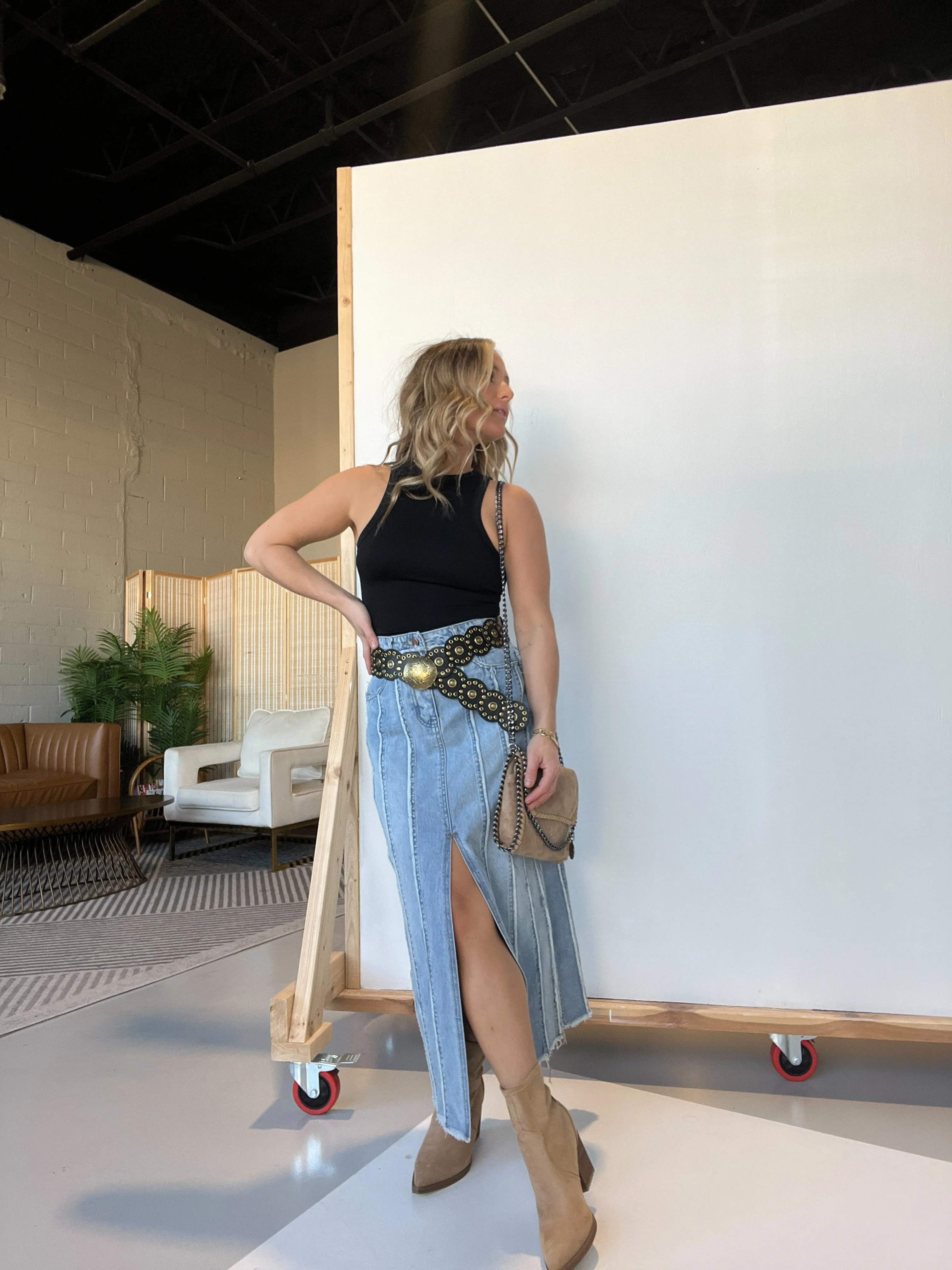 Chrishelle Maxi Denim Skirt sold by Chic by Ally B product image thumbnail 2