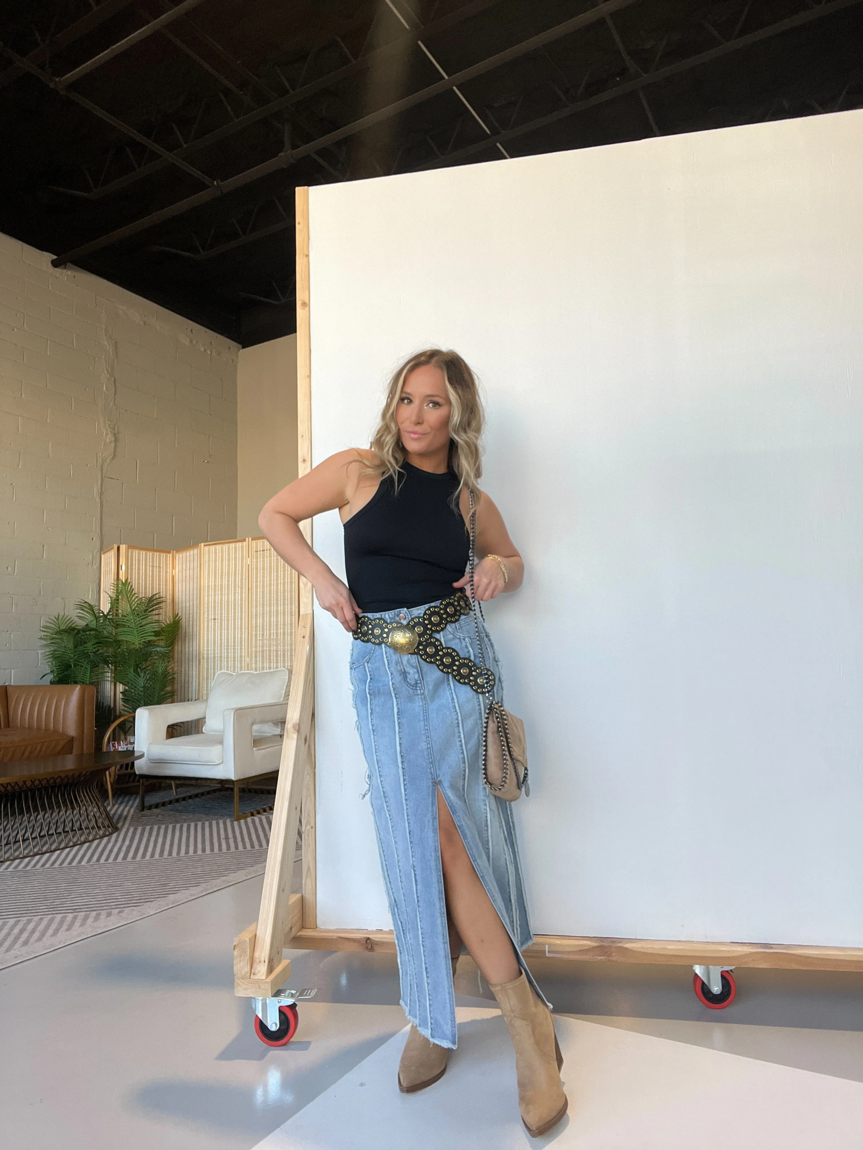 Chrishelle Maxi Denim Skirt sold by Chic by Ally B product image thumbnail 3