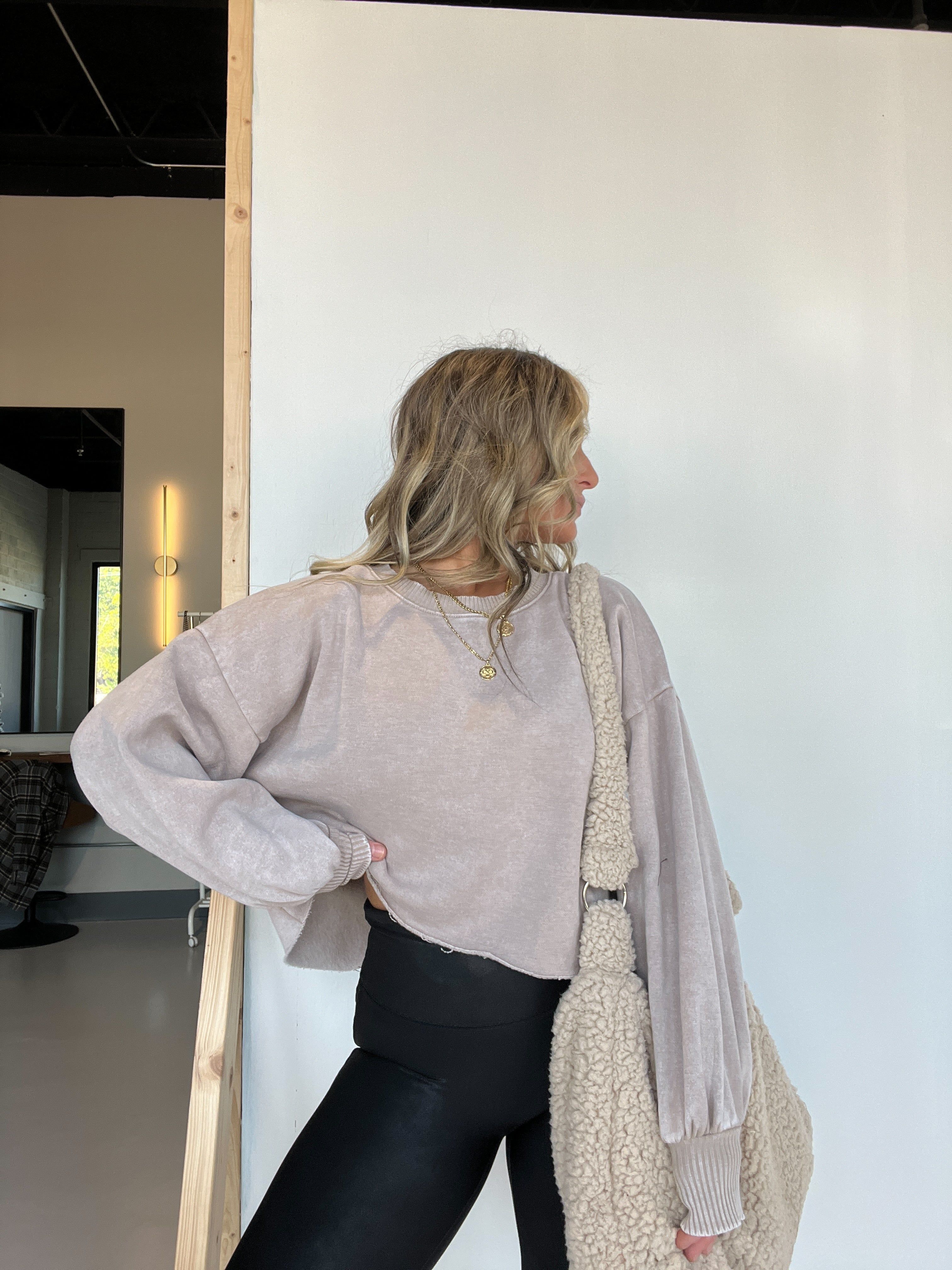 Staying in Cropped Crewneck Ash Mocha sold by Chic by Ally B product image thumbnail 5