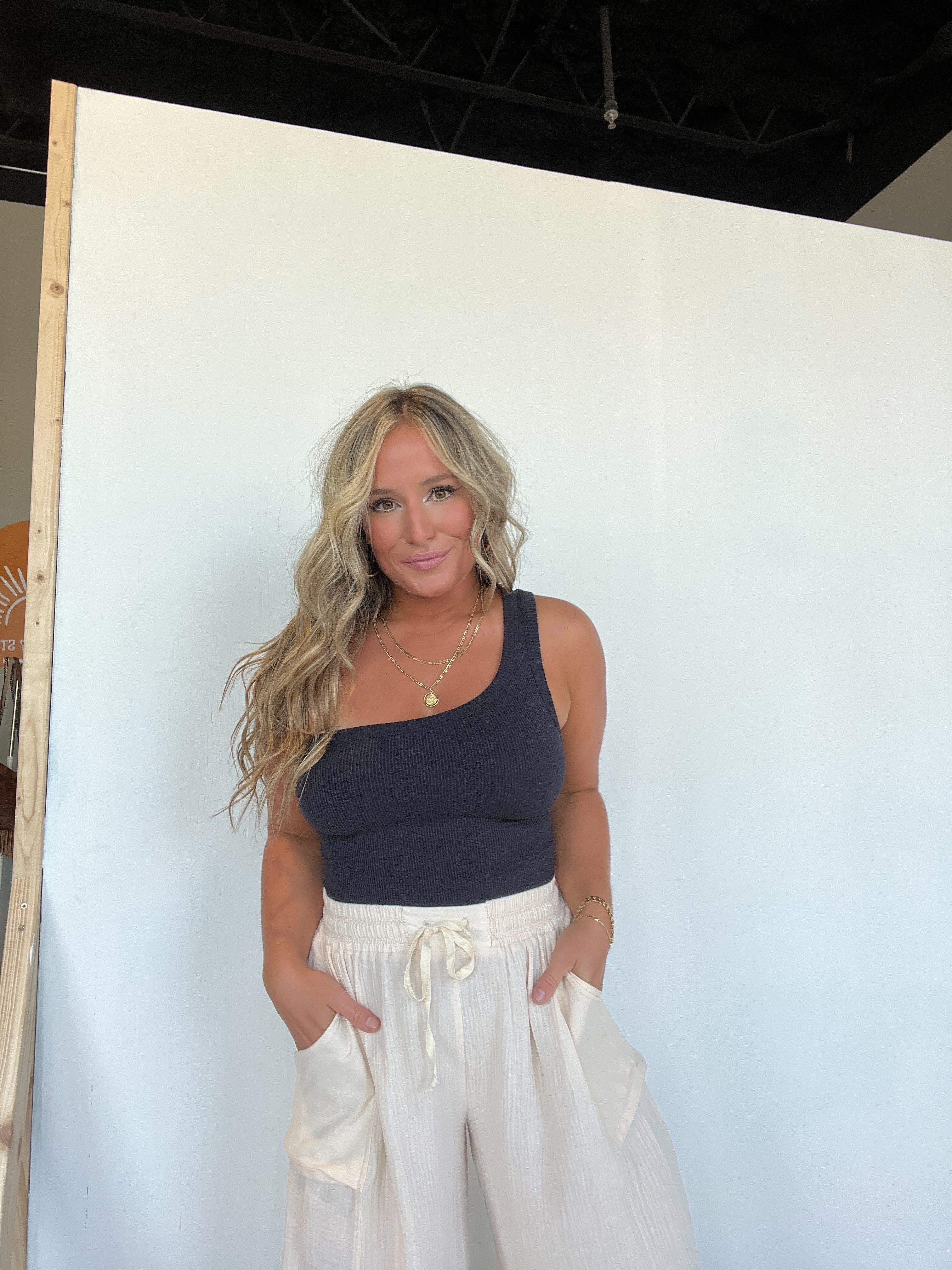 Just My Type One Shoulder Tank Black sold by Chic by Ally B product image thumbnail 5