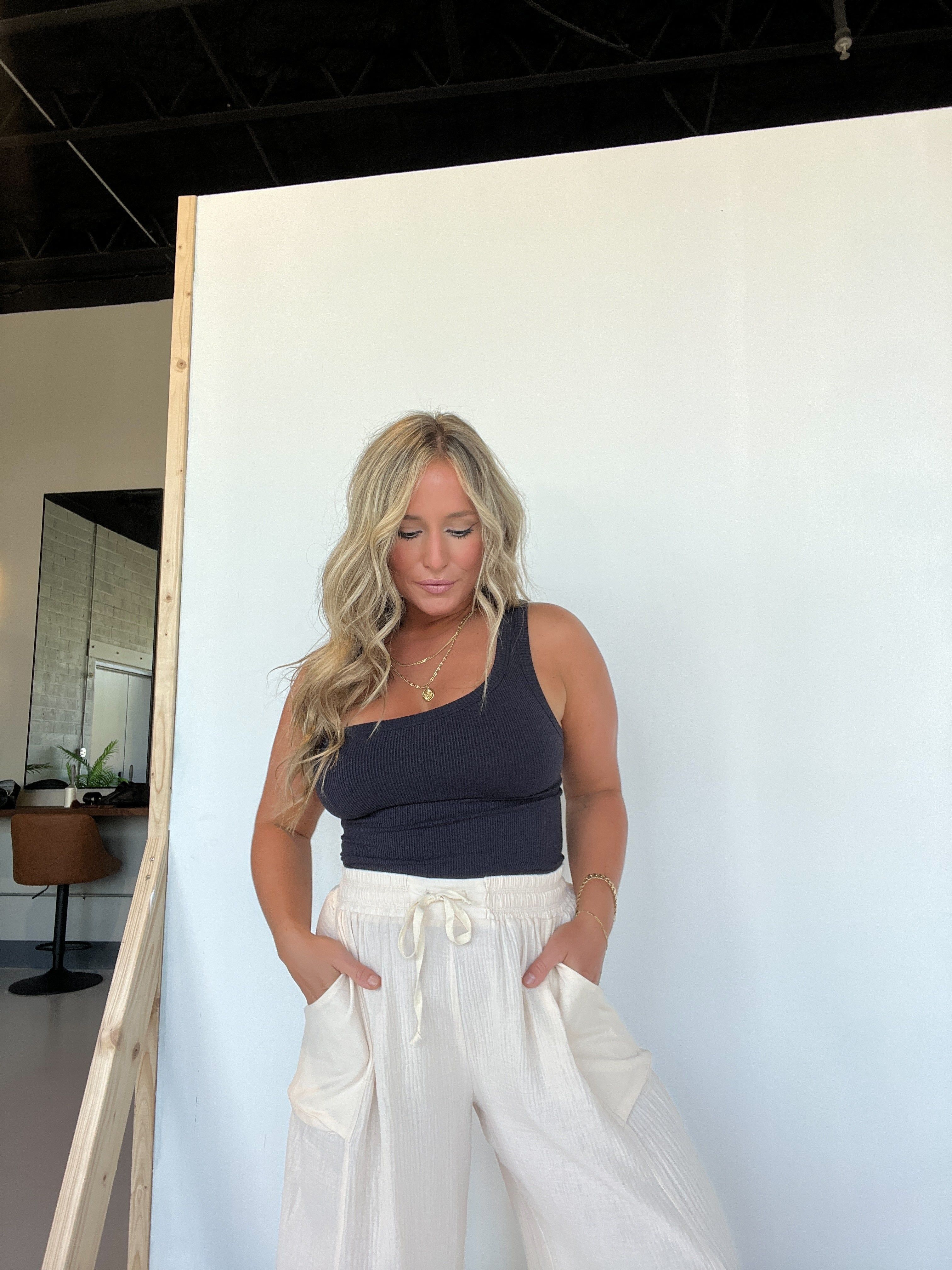 Just My Type One Shoulder Tank Black sold by Chic by Ally B product image thumbnail 3