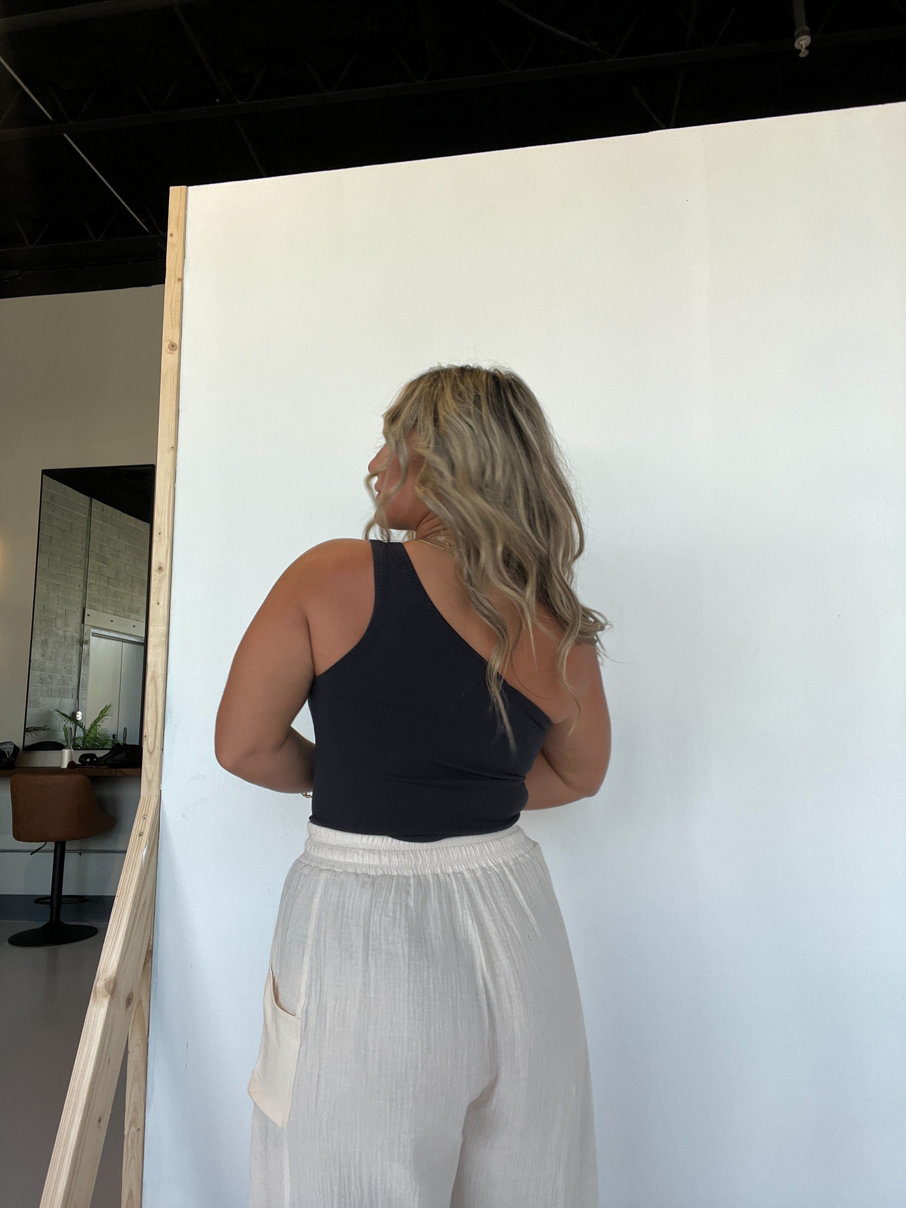 Just My Type One Shoulder Tank Black sold by Chic by Ally B product image thumbnail 4